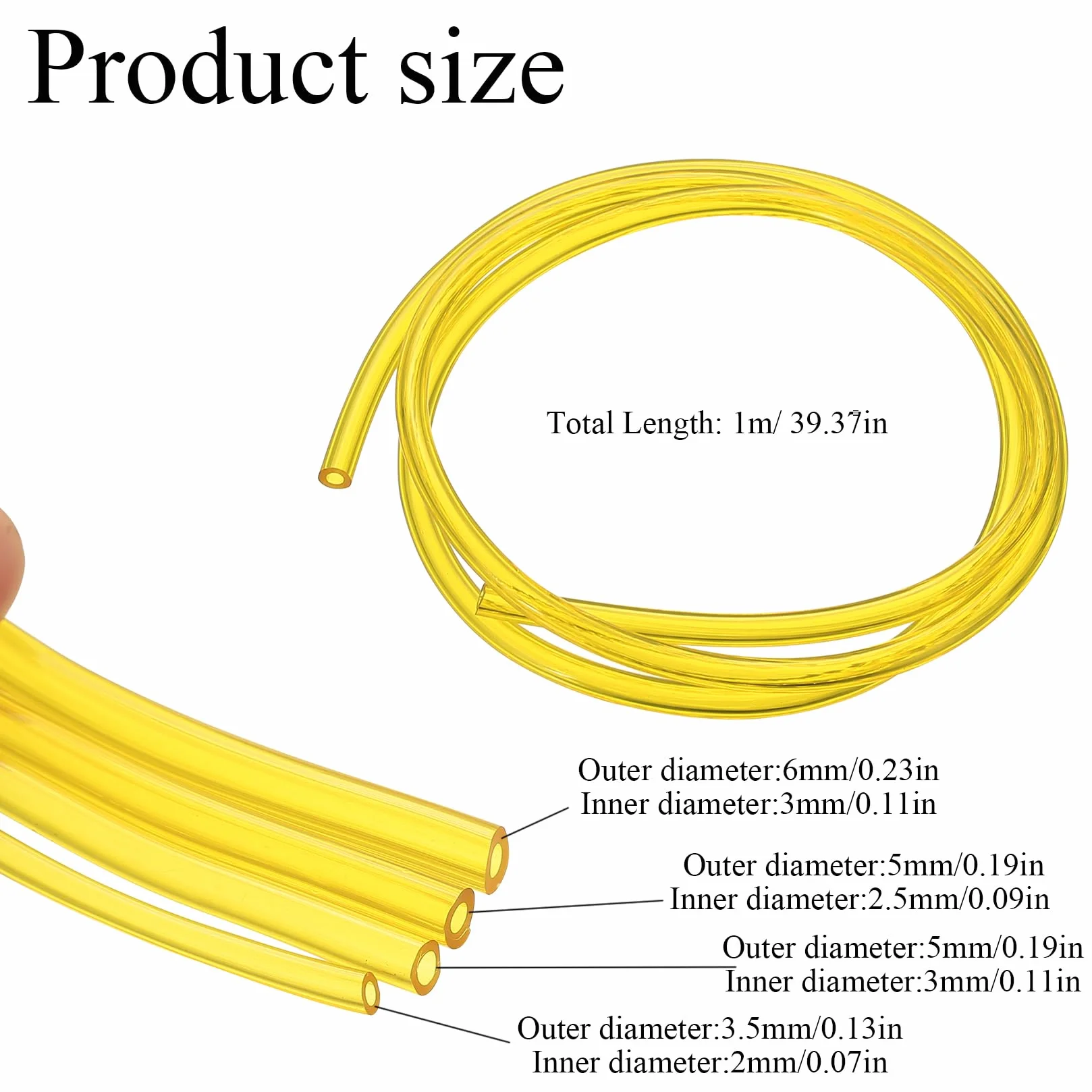 Zestaw 4 węży benzynowych 1 m do podkaszarki piły łańcuchowej skutera 2x3.5 mm 2.5x5 mm 3x5 mm