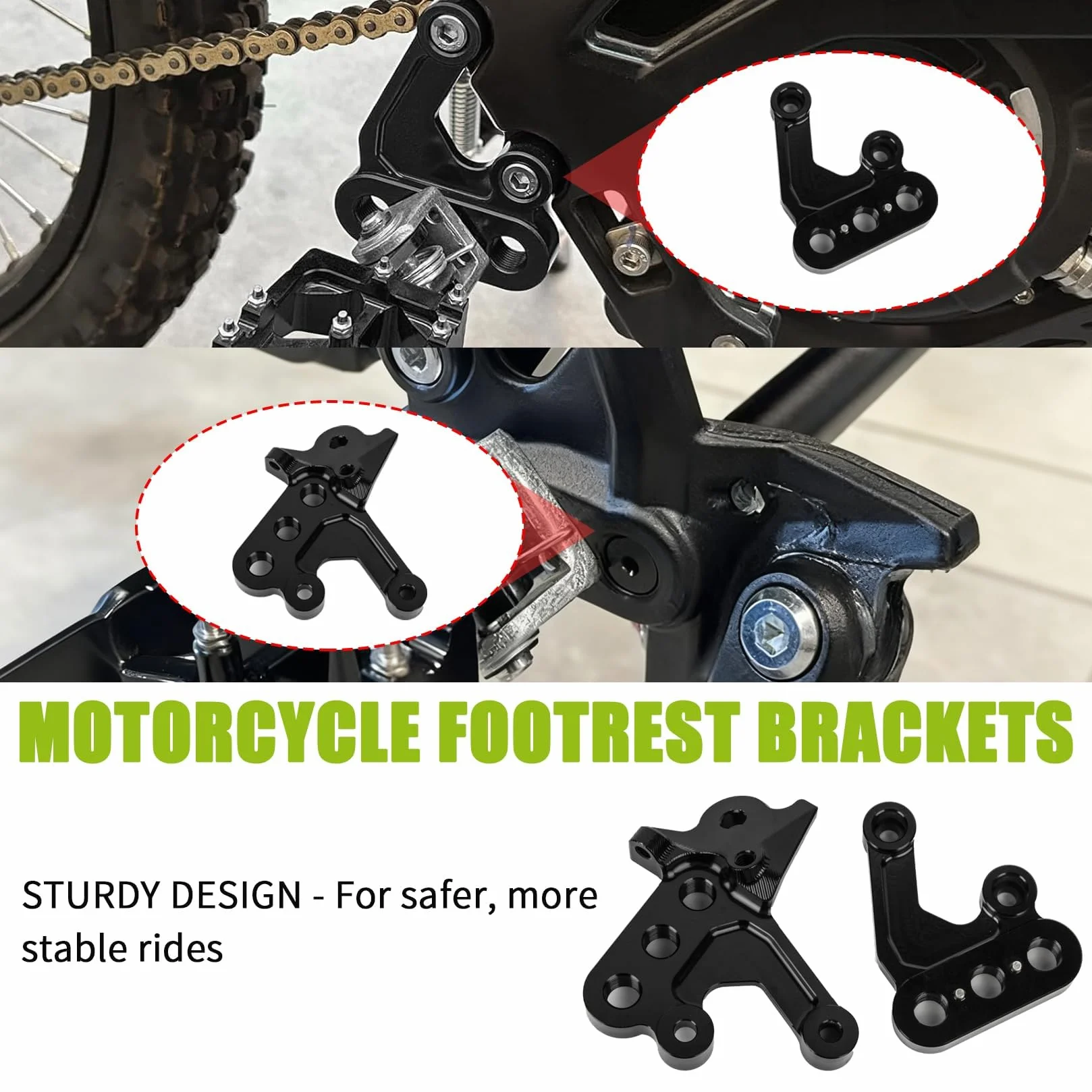 PSLER Wsporniki podnóżka motocyklowe do Sur-Ron Light Bee X S Segway X160 X260 Elektryczny Dirt Bike, CNC aluminiowe wsporniki do lewej i prawej nogi, kolor czarny
