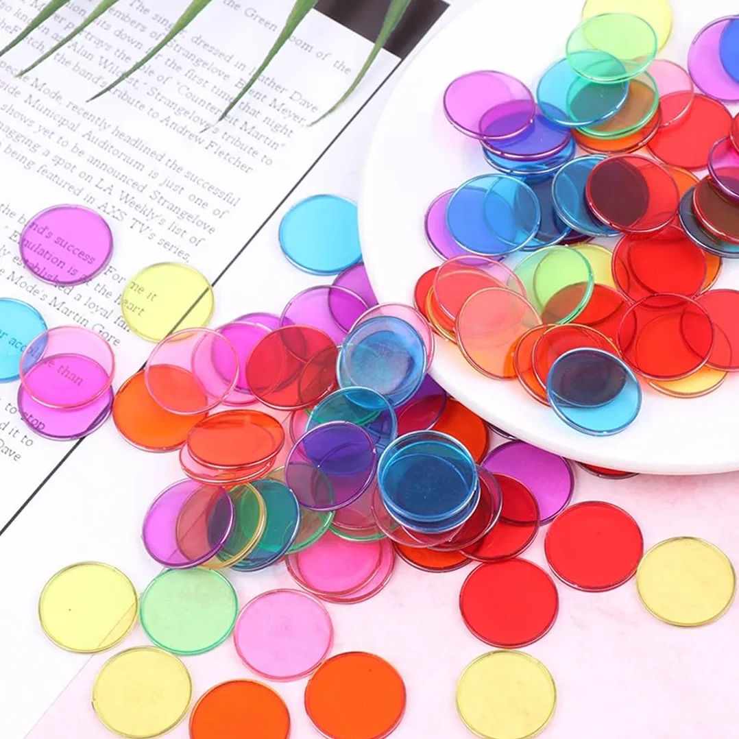 100 sztuk przezroczystych plastikowych żetonów wielokolorowych żetonów do gry