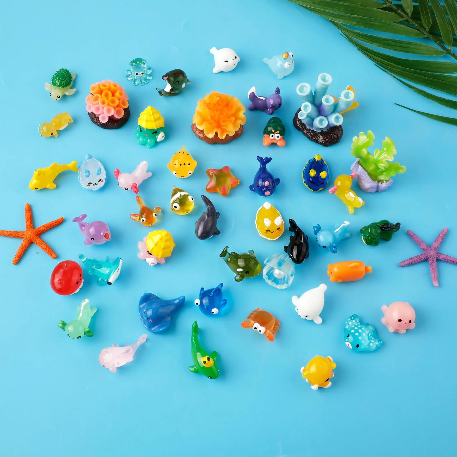 48szt Mini Zywiczne Zwierzeta Morskie, Mikrokrajobrazowe Ozdoby Zwierzece Mini Zywiczne Zwierzeta Oceaniczne Zywiczne Figurki Zwierzat Oceanicznych do Ogrodu Dekoracji Imprezy Akwarium