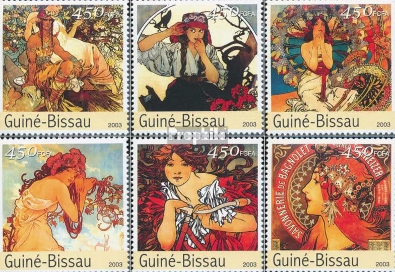 Prophila Collection Guinea-Bissau 2549-2554 (kompl. edycja) postfrisch ** MNH 2003 obraz Mucha (znaczki pocztowe dla kolekcjonerów) malarstwo