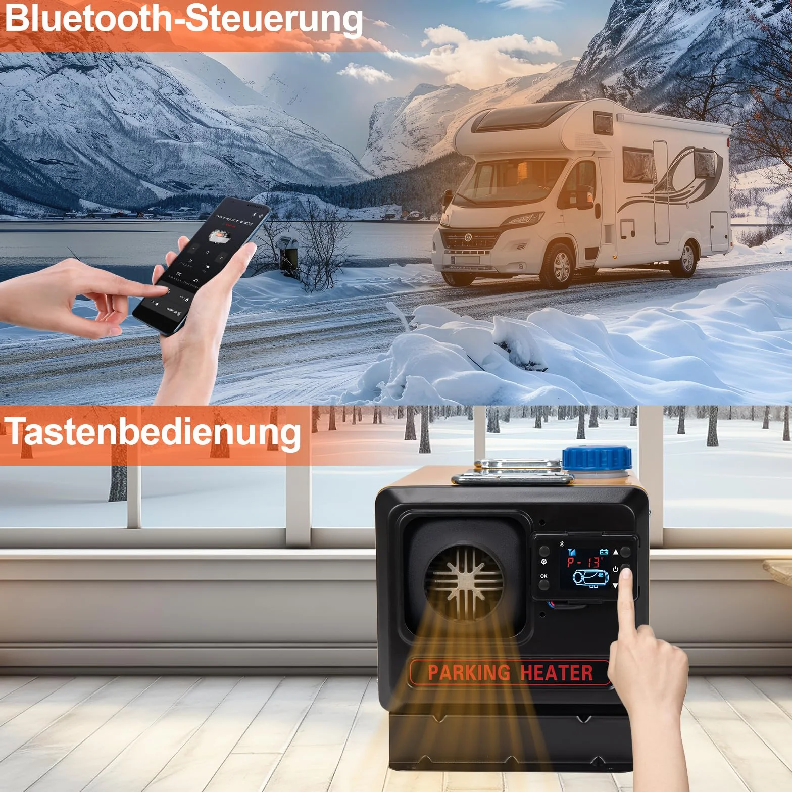 Przenośne ogrzewanie na olej napędowy 8 kW 12V/24V DC 220V AC z ekranem LCD i sterowaniem aplikacją