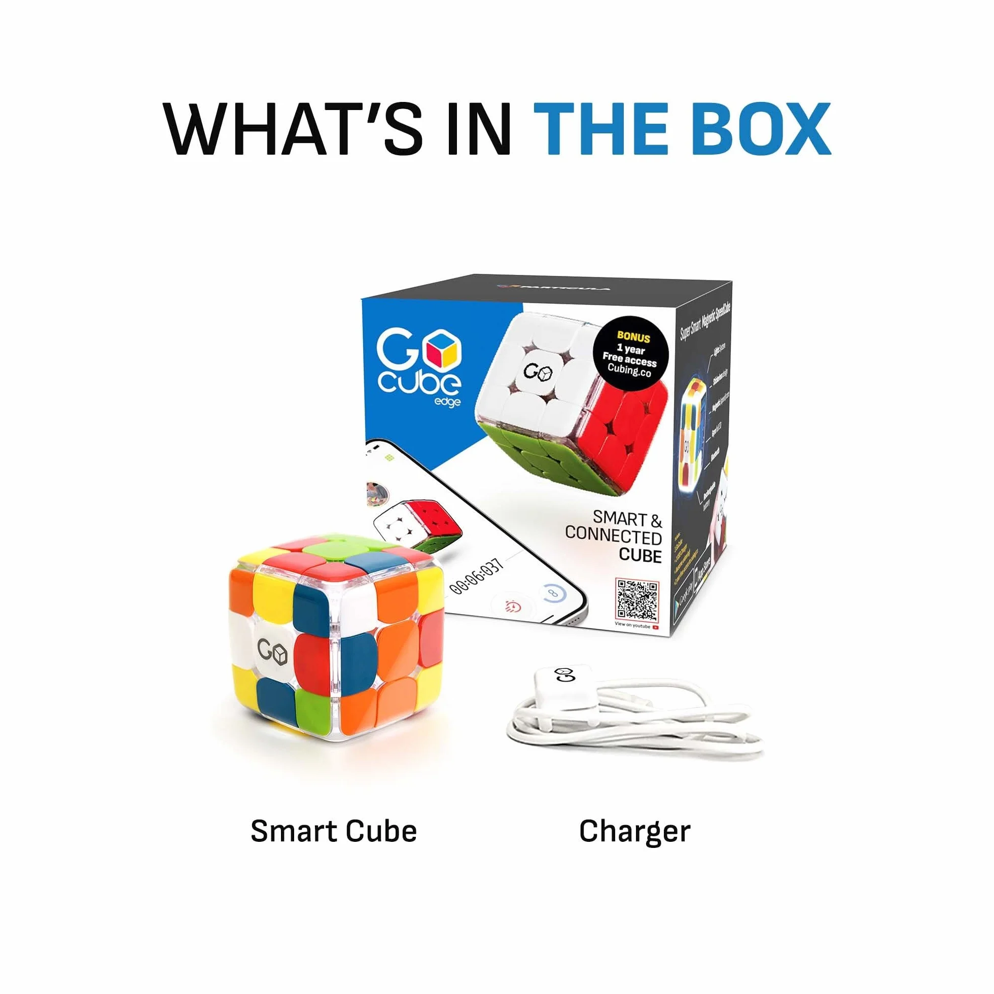 GoCube Edge - połączona elektroniczna kostka Bluetooth. Inteligentna magnetyczna kostka 3x3 bez naklejek Speed Cube Tracker dla dzieci, nastolatków i dorosłych. Interaktywna łamigłówka STEM 3D Puzzle