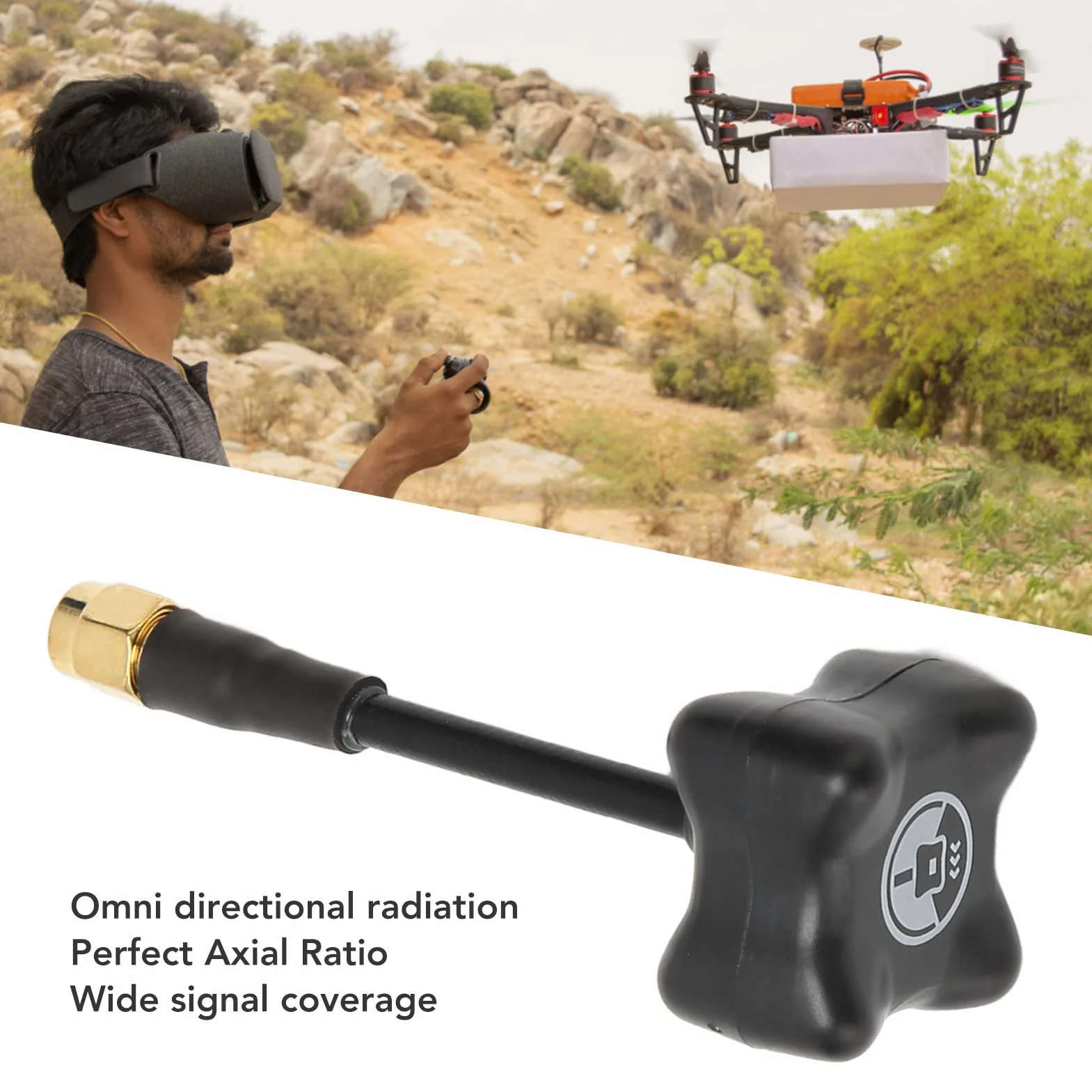 Anteny 5.8G , Dookólne Złącze żeńskie RHCP RP SMA Anteny do Dronów , Mini RHCP Antena SMA Męski do RC Drone Quadcopeter Multicopter