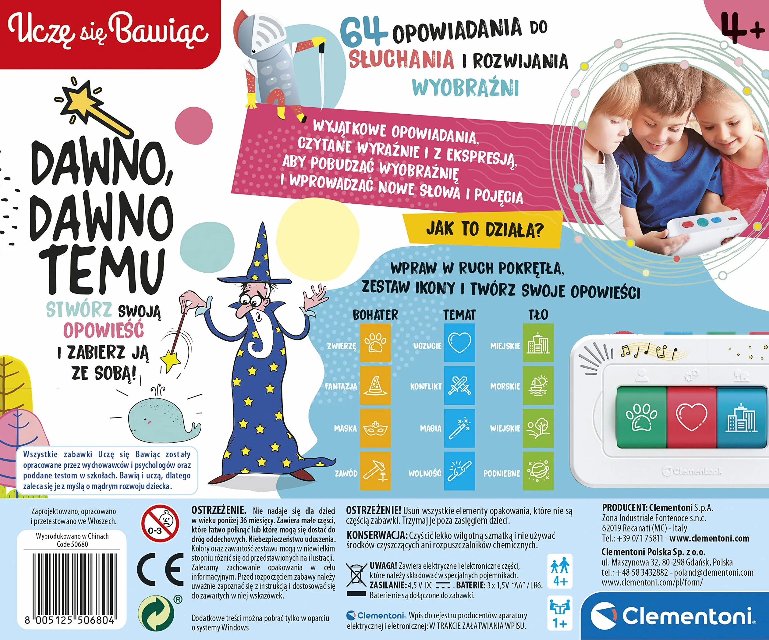 Clementoni - 50680 - Uczę się Bawiąc Gawędziarz - Dawno, Dawno Temu Mówiąca Elektroniczna Gra Edukacyjna dla Dzieci od 4 Lat Wersja Polska