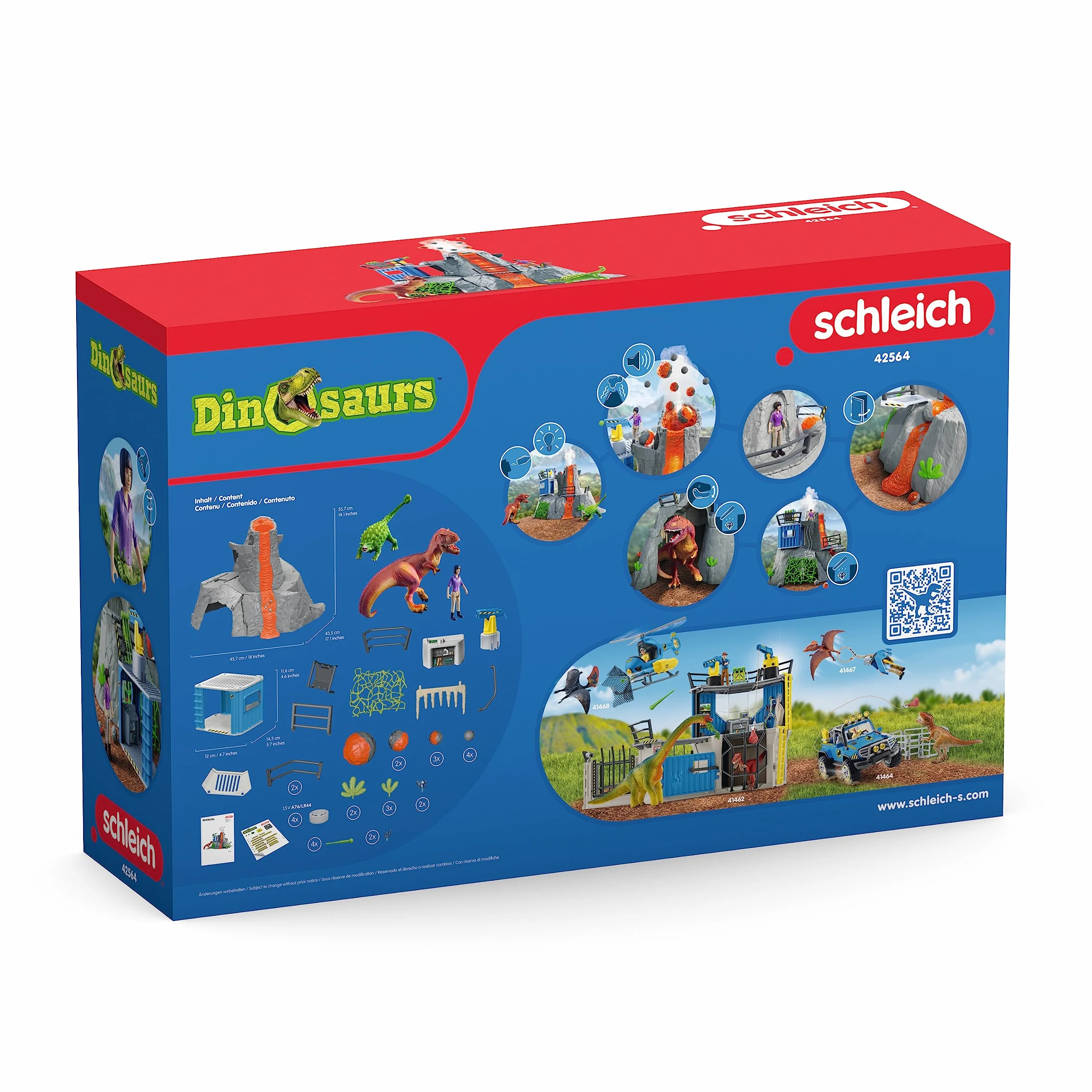 schleich 42564 Duża ekspedycja na wulkan, od 4 lat, DINOSAURS - Zestaw do zabawy, 46 x 44 x 36 cm
