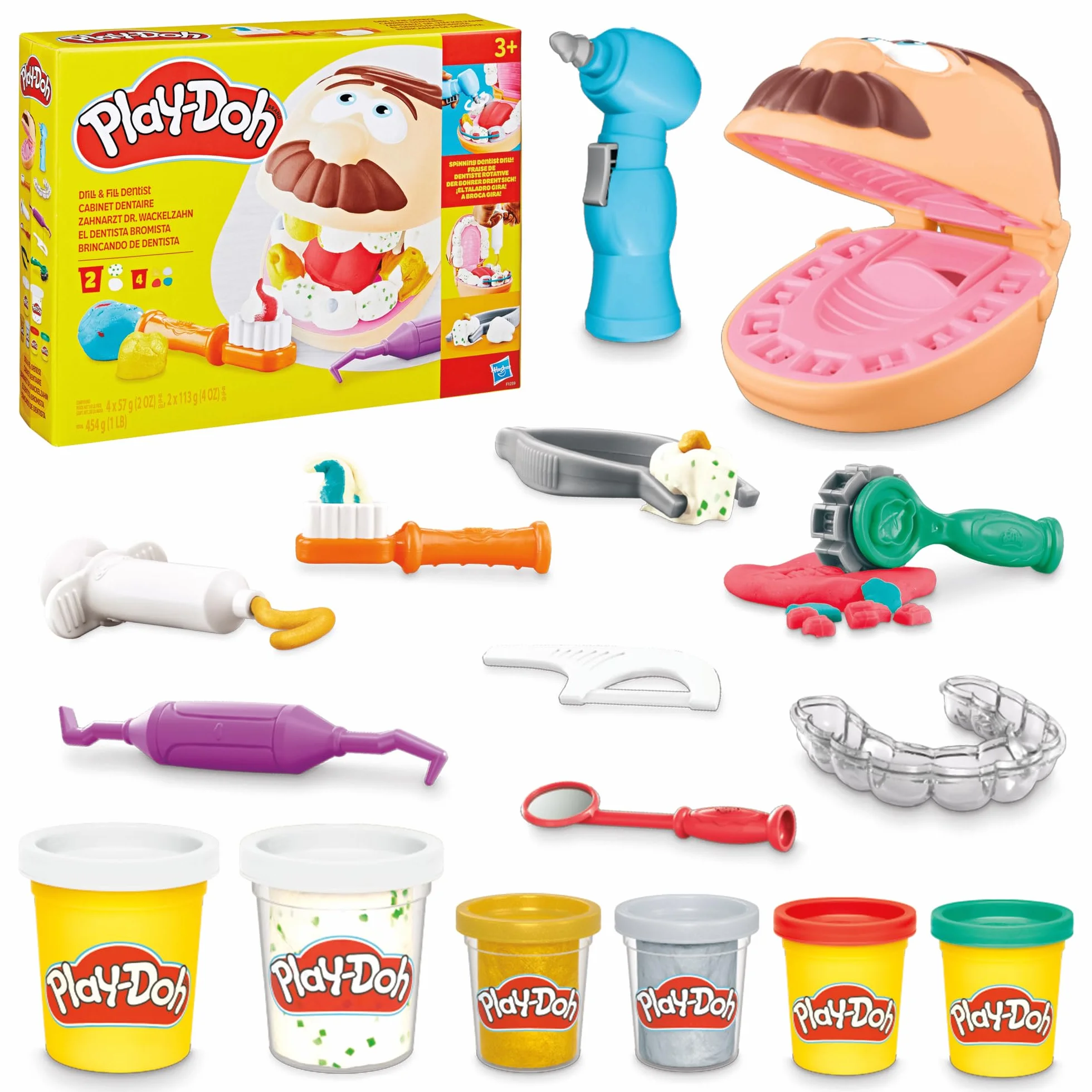 Play-Doh Drill'N'Fill Dentist Drill'N'Fill Dentist Zabawka z Ciastoliną, Wielokolorowy, Od 3 lat