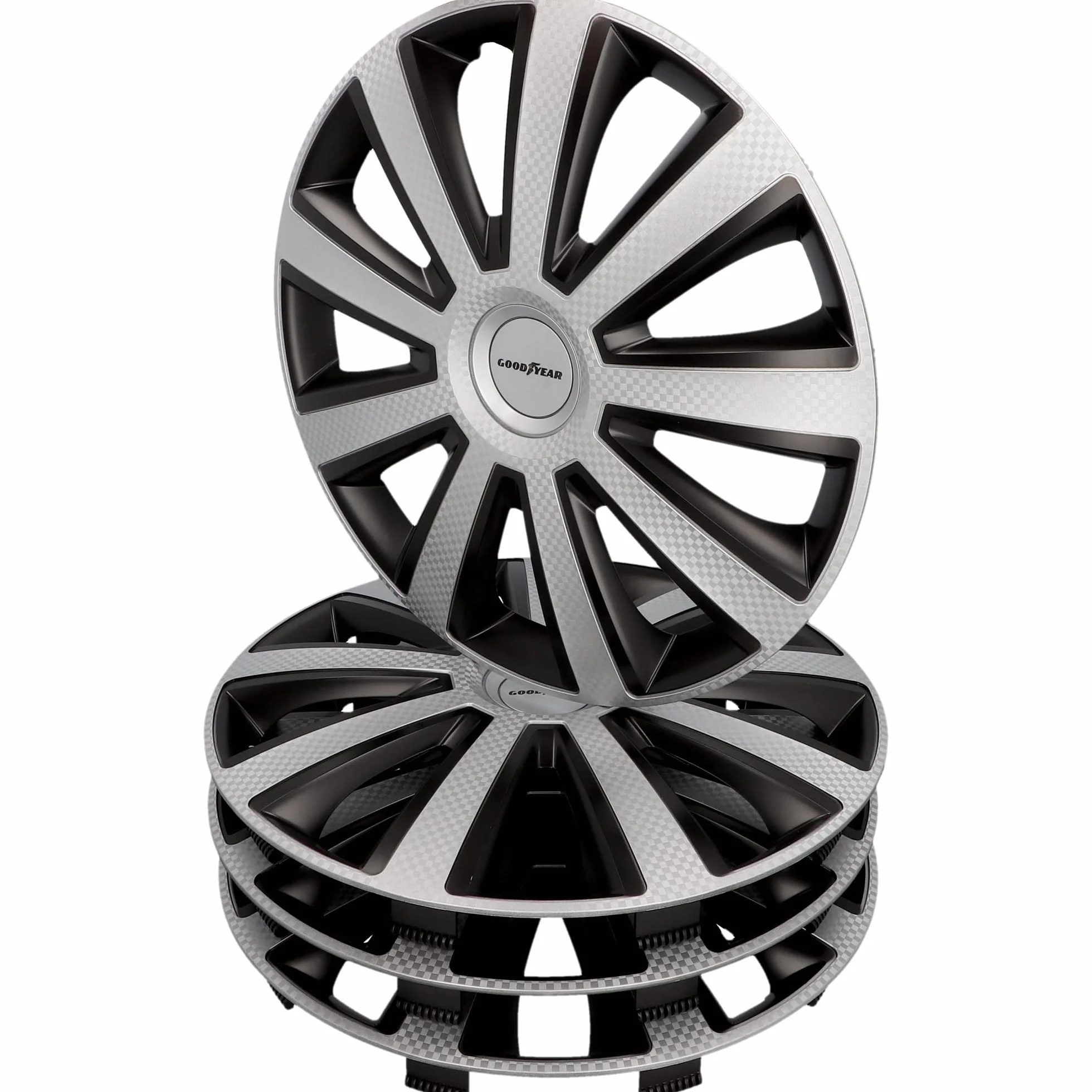 Goodyear Memphis Carbon kołpaki ozdobne 16 cali 40,64 cm czarne srebrne zestaw 4 sztuk