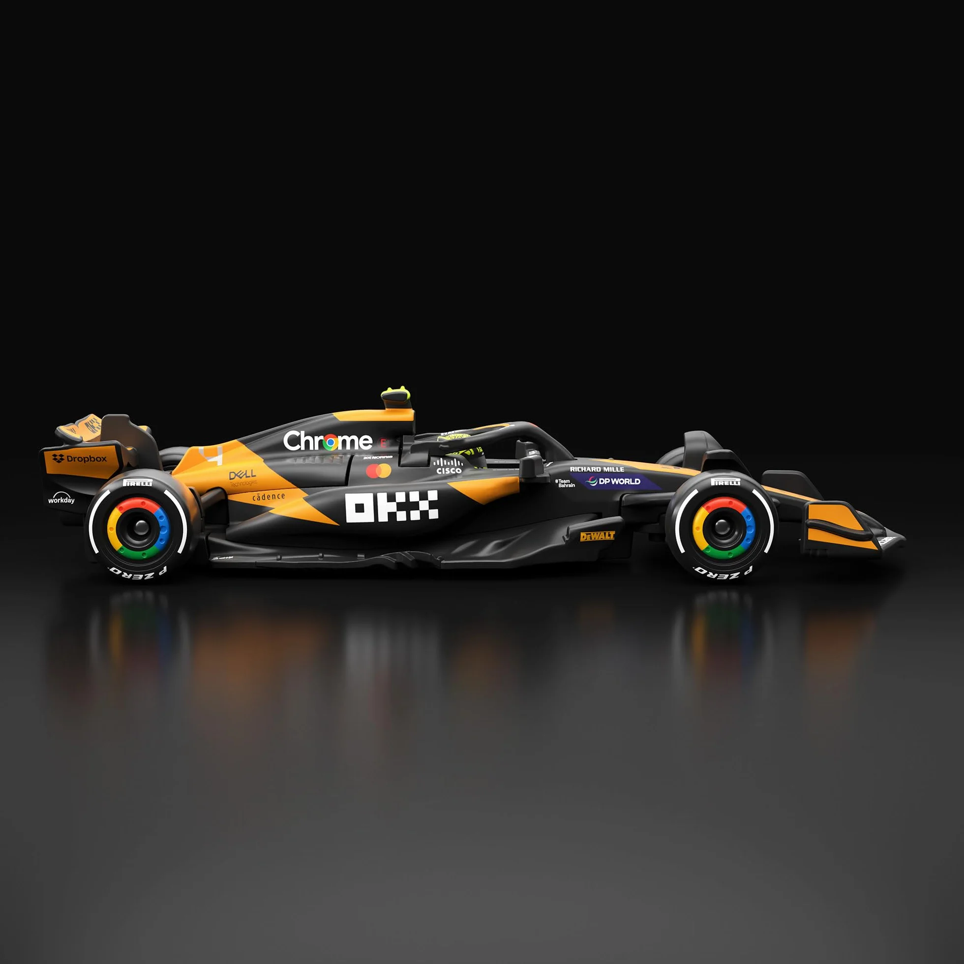 Hot Wheels Premium Formuła 1 Metalowy samochód wyścigowy w skali 1:64 Mc Laren, opony Real Riders i metalowa konstrukcja, bolid F1, zabawka auto, JBM11