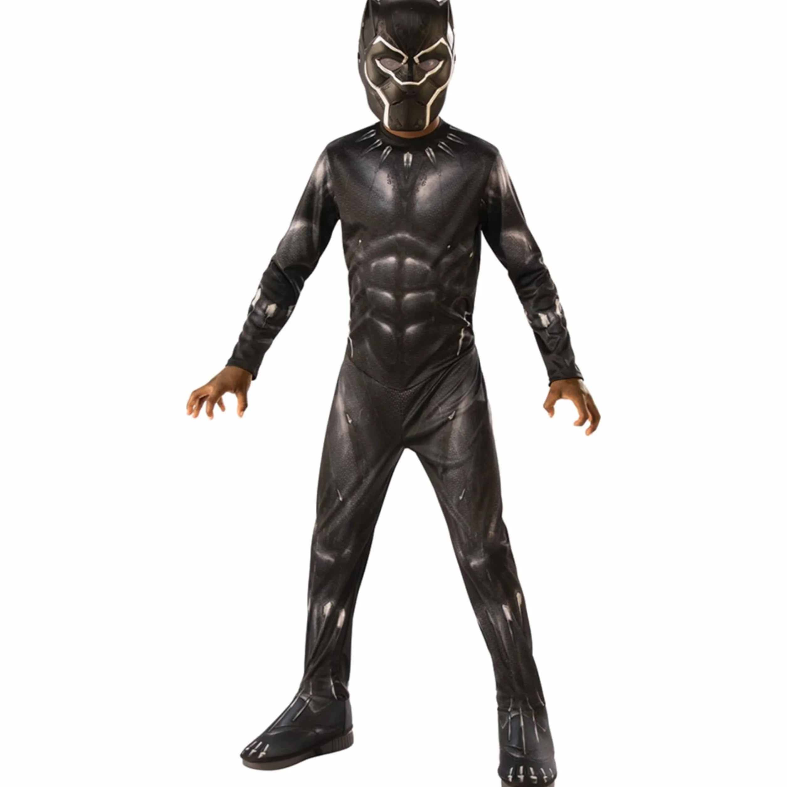 Rubies - Oficjalny Avengers - Czarna Pantera - Klasyczny kostium dla dzieci Czarna Pantera - Rozmiar 5-6 lat - Dziecięcy kostium superbohatera Marvela z kombinezonem i maską, idealny na Halloween,