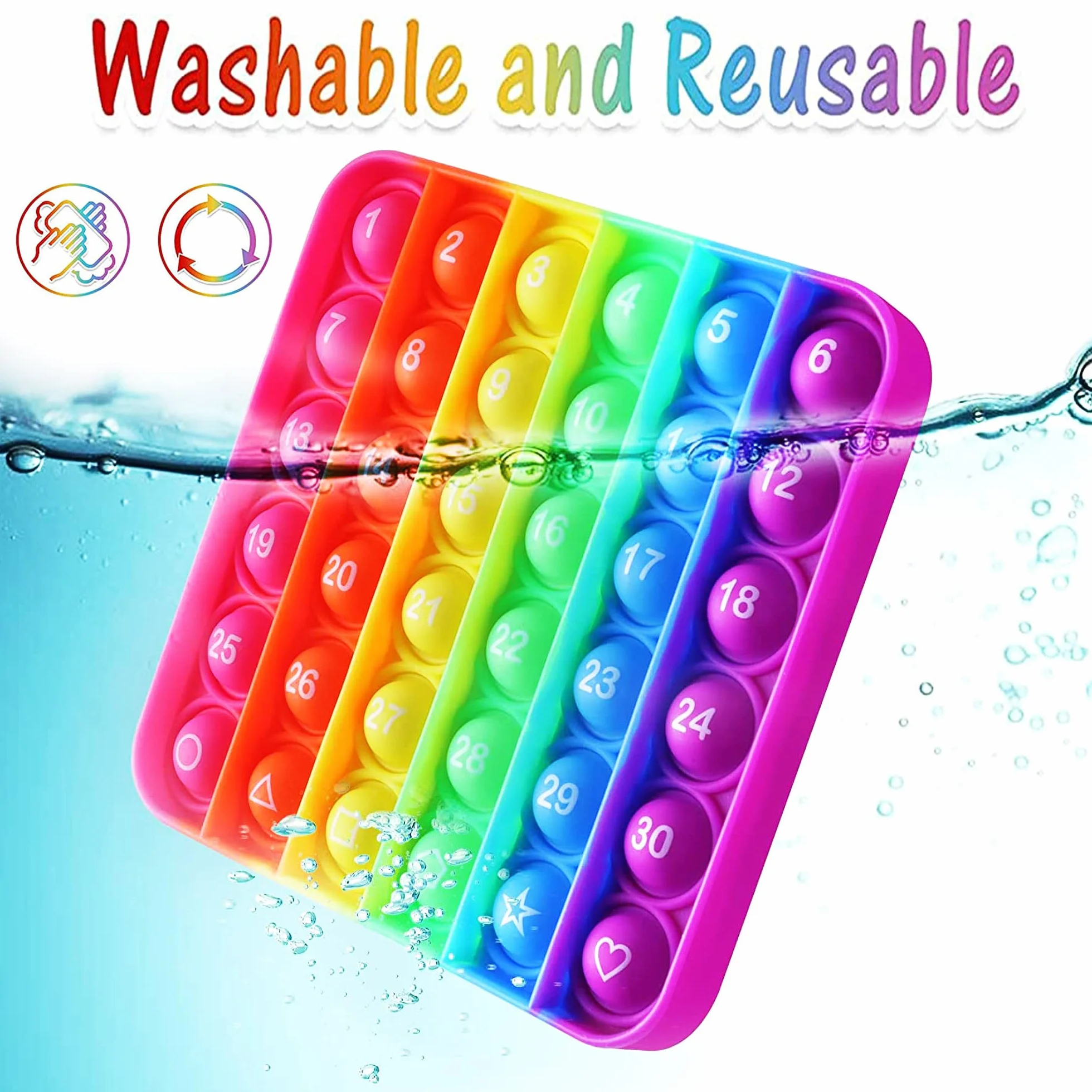 Pop Fidget Toy, Push Bubble Sensory Wybuchające silikonowe bąbelki sensoryczne Zabawka edukacyjna Matematyka Zabawki antystresowe Pop łagodzą stres i niepokój [Losowy]