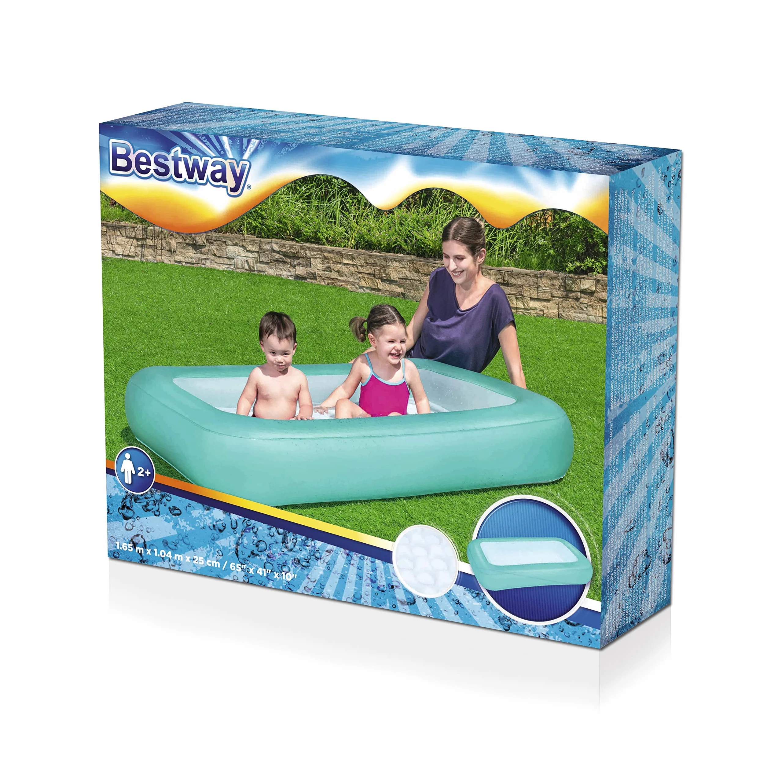Bestway Brodzik do zabawy, nadmuchiwany basen ogrodowy, wiek 2+, zielony, 1,65 m x 1,04 m x 25 cm