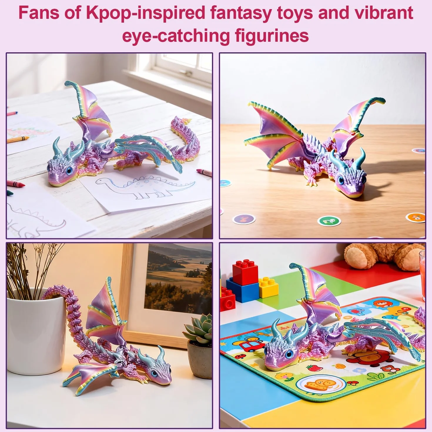 3D drukowane skrzydła przegubowy smok - Fidget spinner Flamewing, zabawka jak wytresować smoka, smok elastyczna zabawka z ruchomymi stawami, dekoracja domu i biura, prezent na Boże Narodzenie