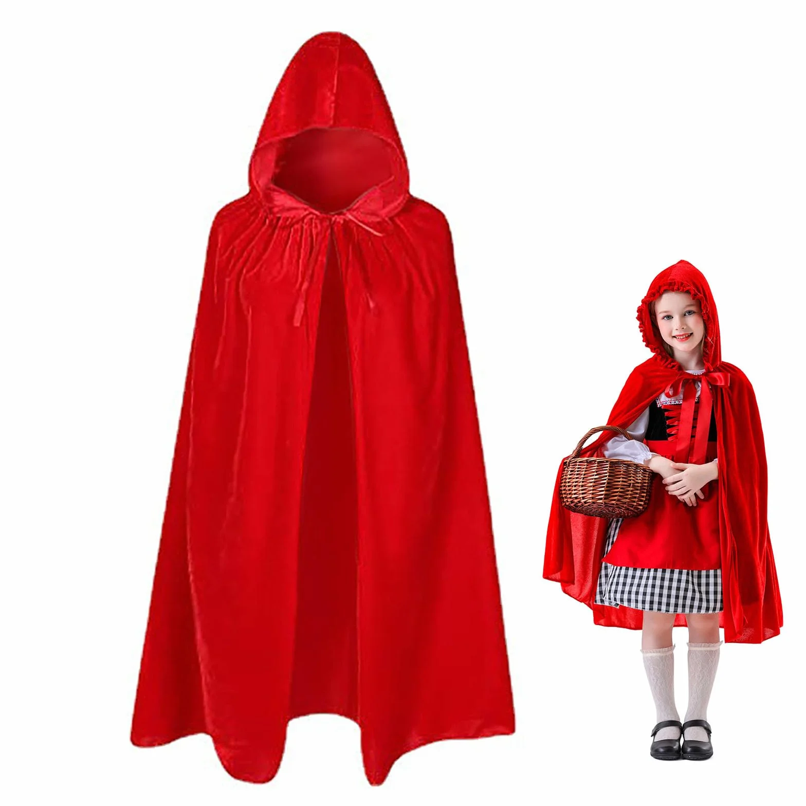 czerwona peleryna z kapturem, dziecięca peleryna wampira, płaszcz unisex z kapturem na Halloween, Boże Narodzenie (90 cm), płaszcz halloweenowy, fantazyjny kostium dla chłopca i dziewcząt,