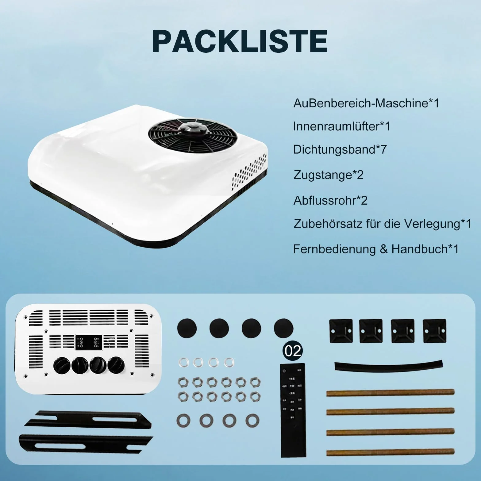 12 V DC RV Air Conditioner, klimatyzator do samochodów kempingowych, niski poziom hałasu, mobilne klimatyzatory do wygodnego podróżowania, do przyczepy kempingowej, kolor biały, 12 V