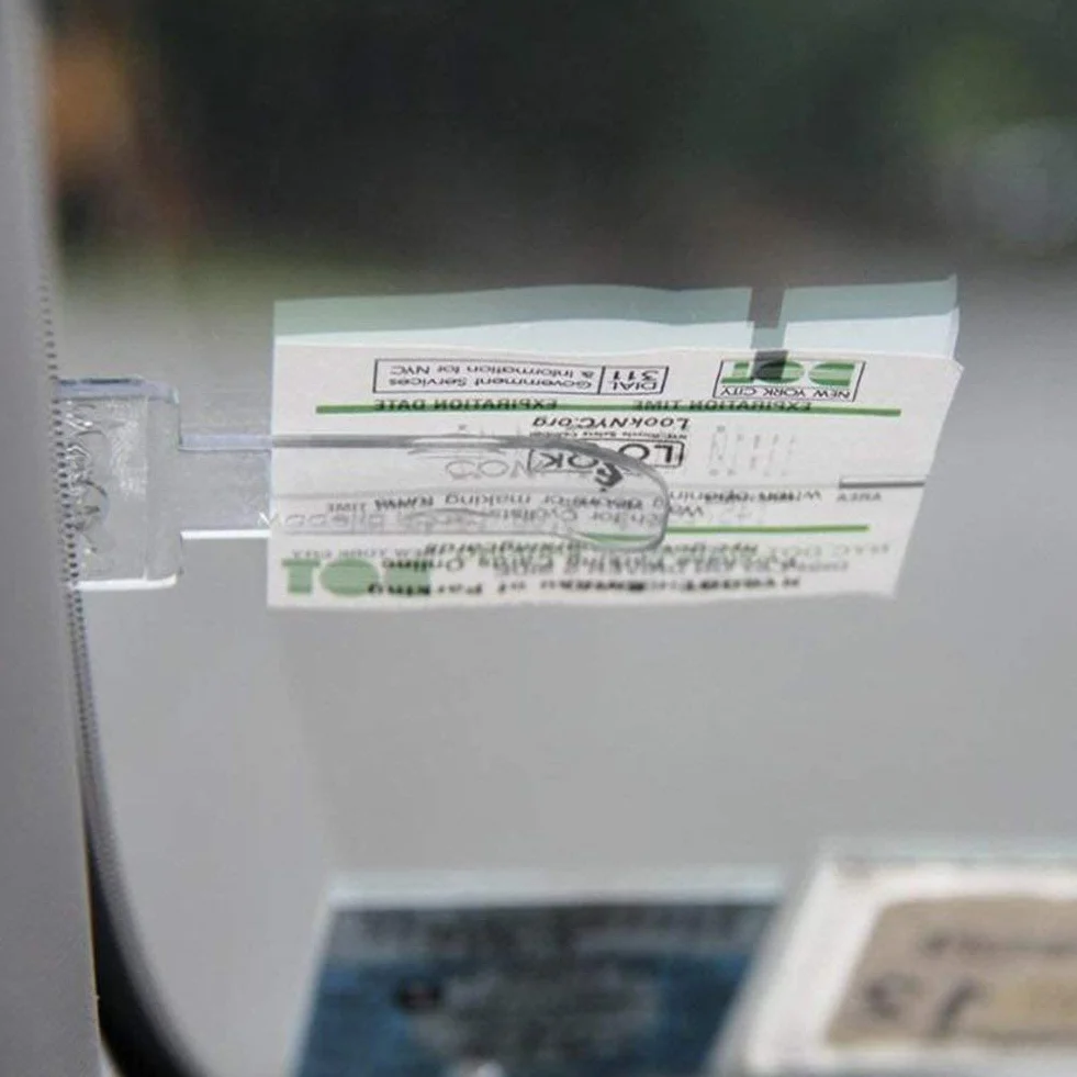 Voarge Uchwyt na bilet parkingowy, 5 sztuk, przezroczysty uchwyt na przednią szybę samochodu, uchwyt na bilet, przezroczysty uchwyt samochodowy, klips informacyjny, uchwyt na paszport
