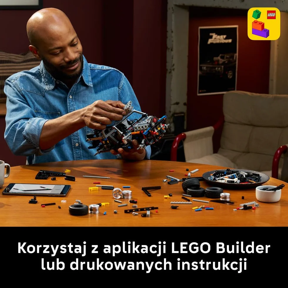 LEGO Technic Samochód Fast and Furious Dodge Charger R/T, zestaw konstrukcyjny dla dorosłych z filmu Szybcy i wściekli, ozdoba do salonu lub biura, pomysł na prezent urodzinowy dla mężczyzny 42231