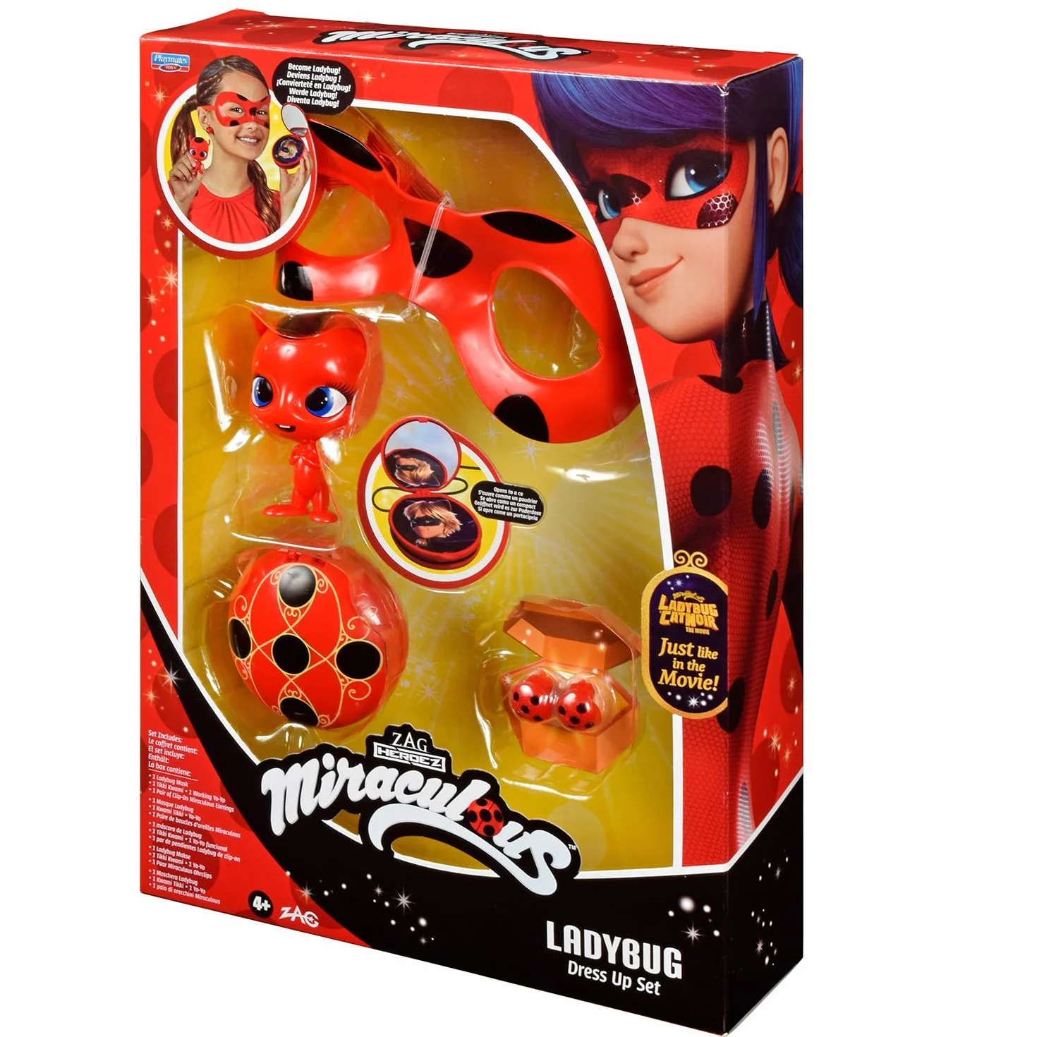 Bandai Cudowna biedronka - zestaw transformacyjny - kostium biedronka - maska, Yoyo, kolczyki Tikki Kwami, kostium i akcesoria, cud, zabawka dla dzieci w wieku 4 lat i starszych, P50604