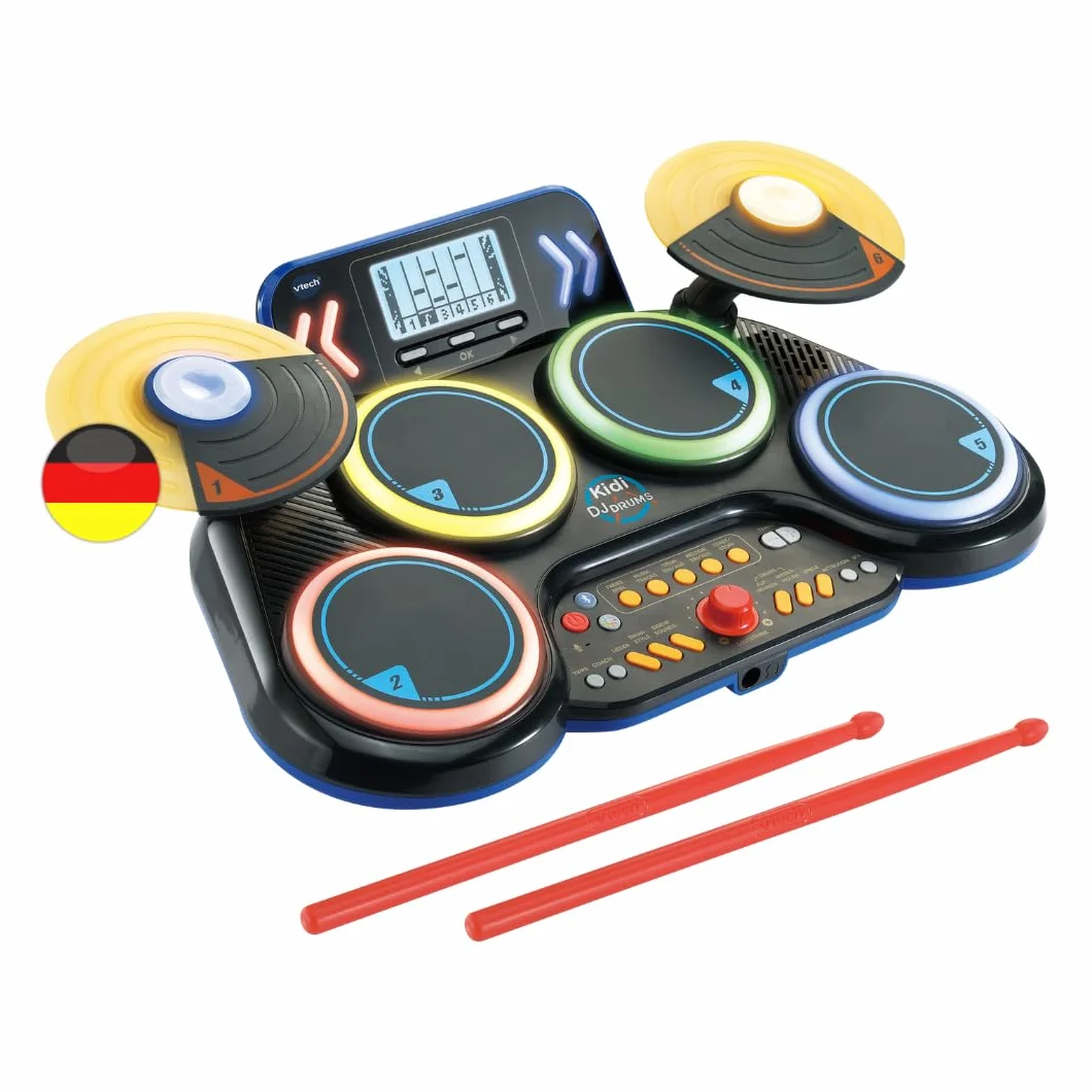 VTech Kidi DJ Drums – elektroniczna perkusja z efektami świetlnymi i trybem nauki – dla dzieci w wieku 6-12 lat