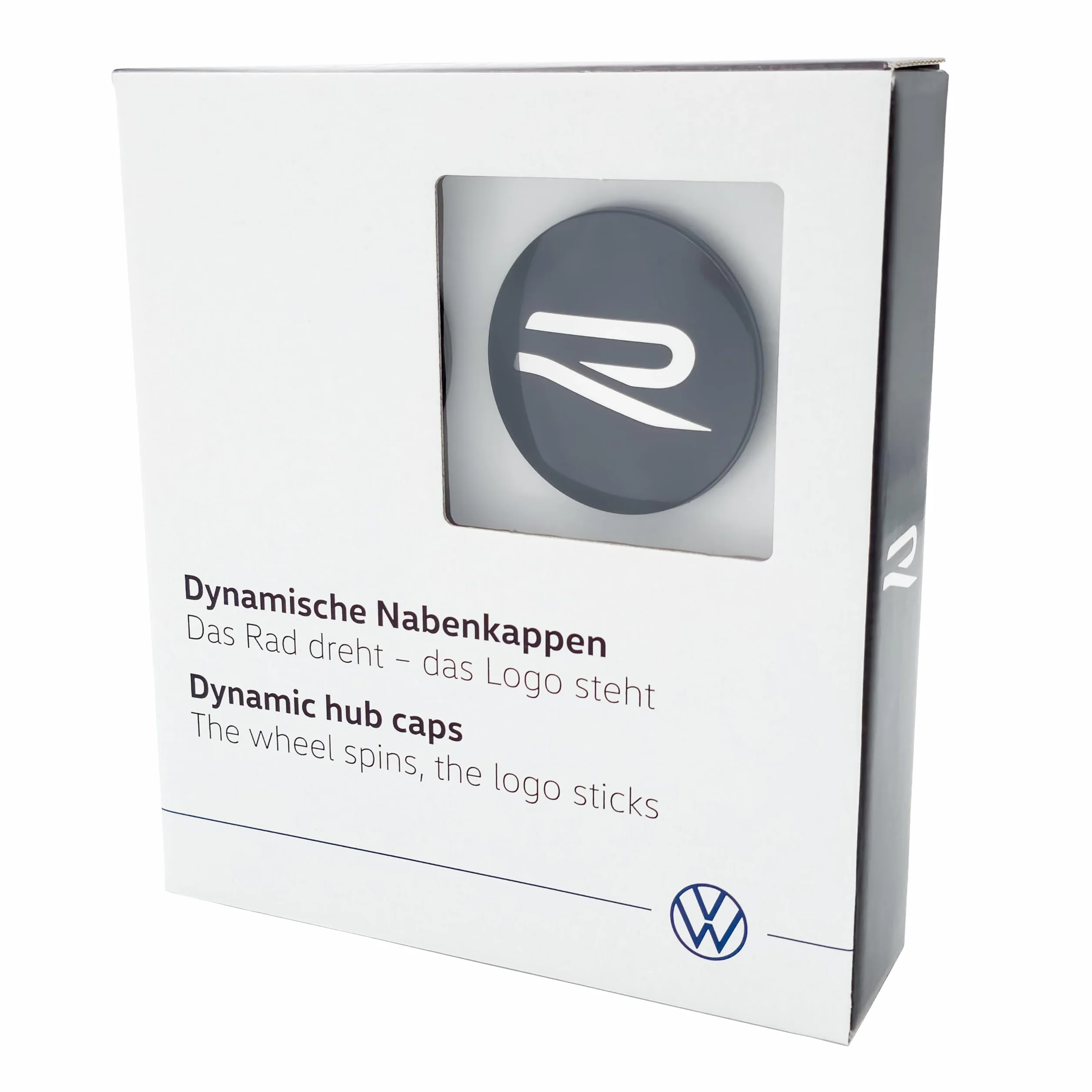 Volkswagen Dynamiczne kołpaki na piasty 4 sztuki z logo R czarne chromowane