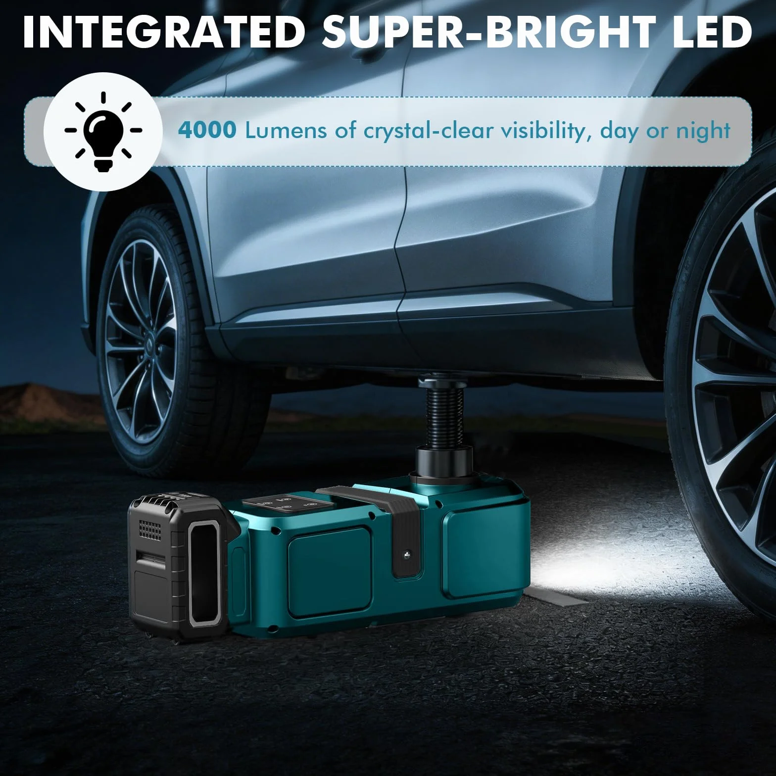 Makita Podnośnik hydrauliczny 5T 18V elektryczny podnośnik samochodowy z pompą i światłem LED 15,5-45 cm