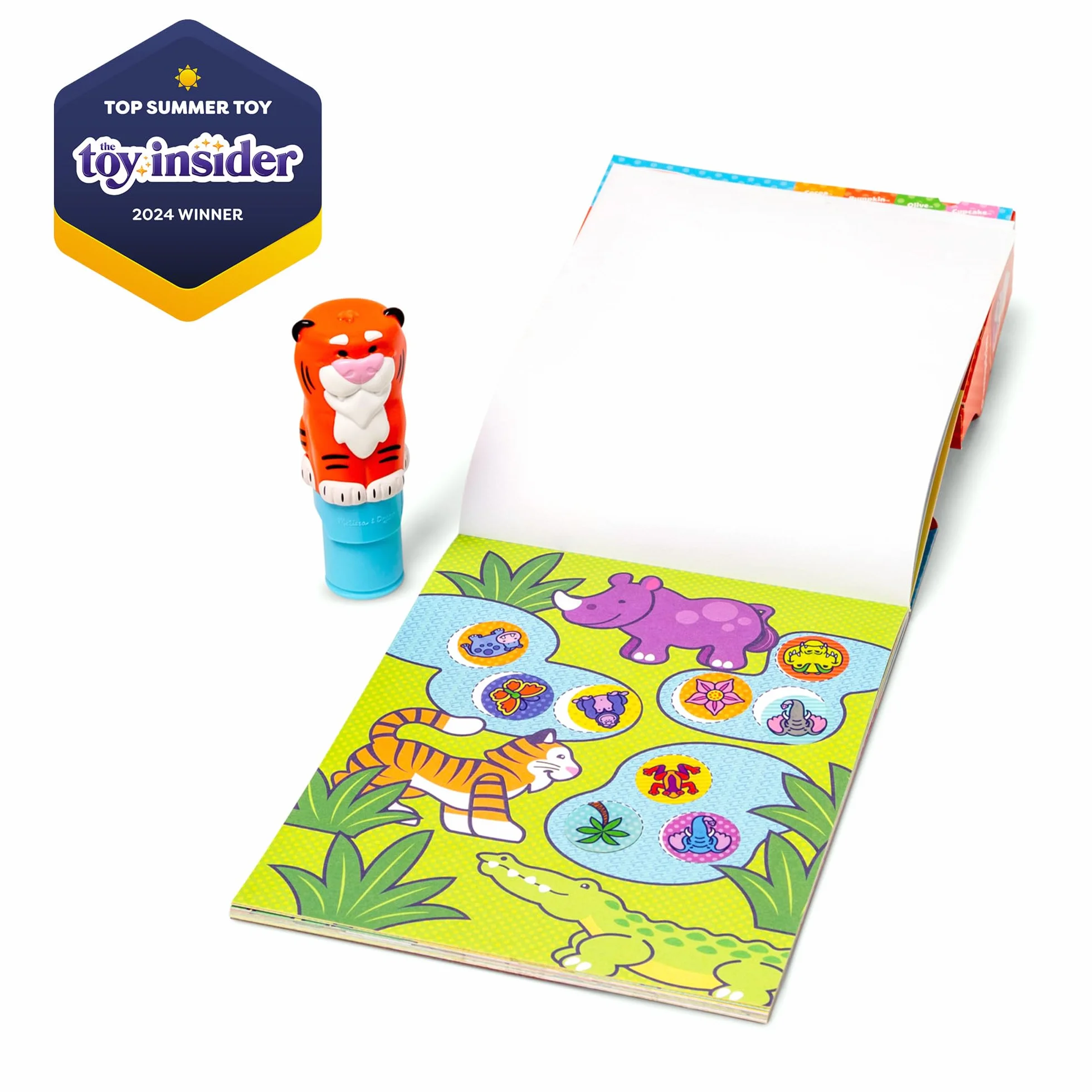 Melissa & Doug Naklejka WOW naklejka stempel i 24-stronicowa podkładka do aktywności, 300 naklejek, sztuka i rękodzieło, zabawka fidget, kolekcjonerska postać, tygrys - kreatywna zabawka podróżna do