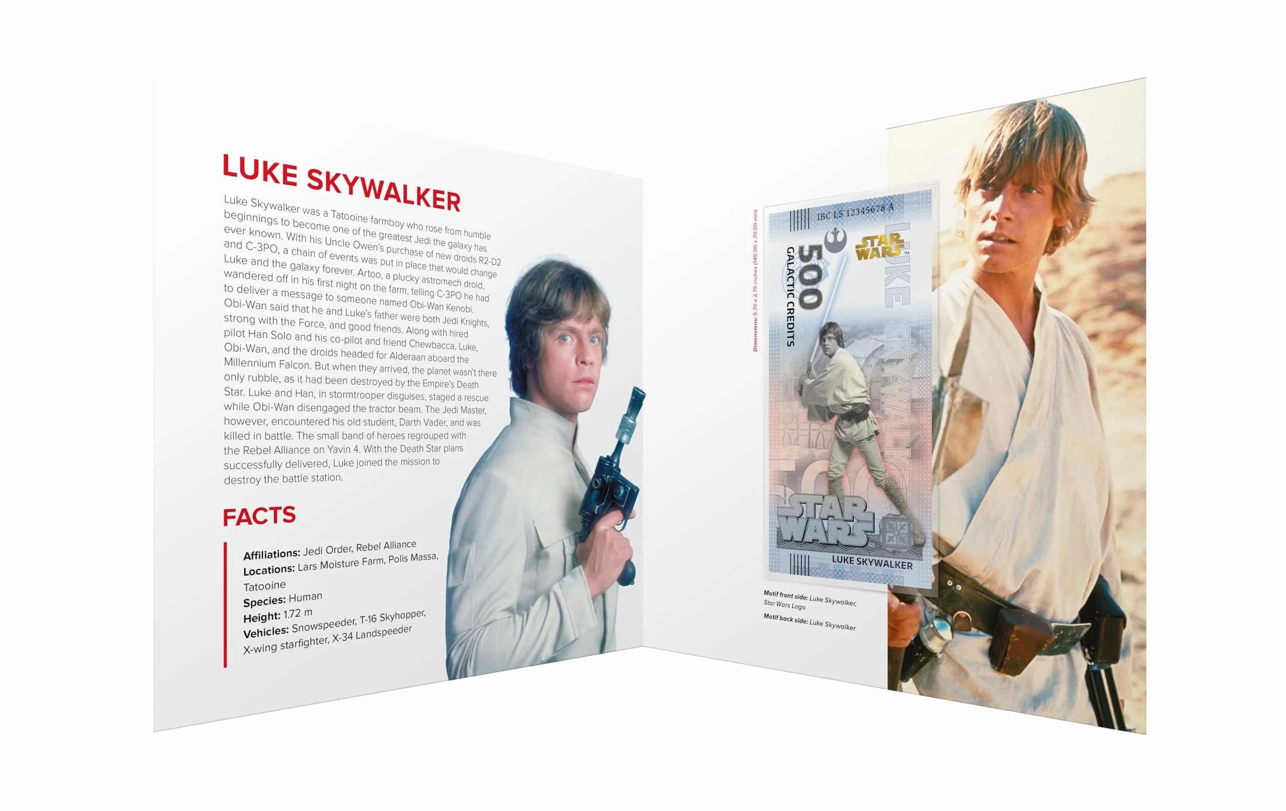 FANTASY CLUB | Gwiezdne Wojny Trylogia Bilet Oryginalny Luke Skywalker | Oficjalny towar | Edycja limitowana ze złotym hologramem i efektami UV