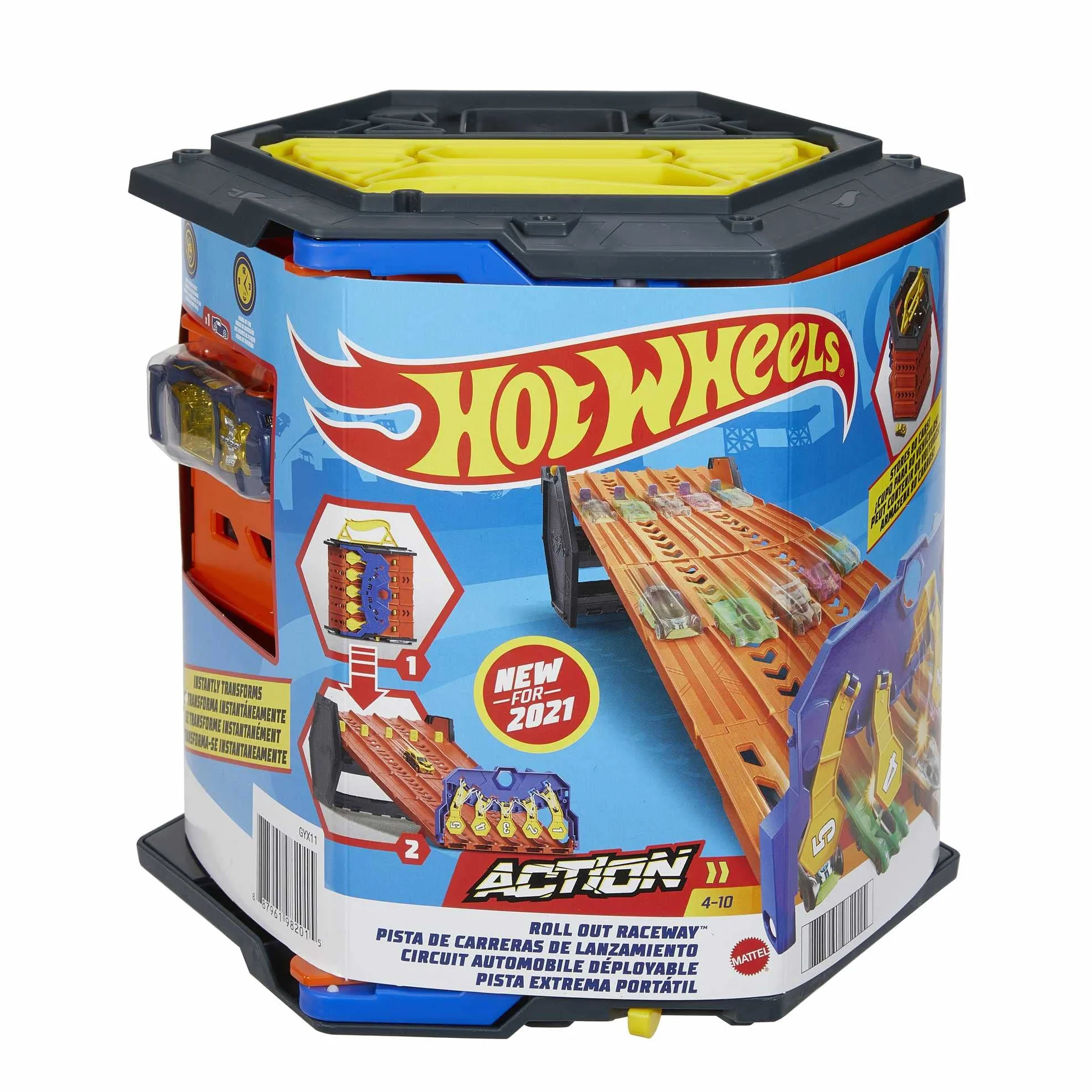 Hot Wheels HGK41 - Zestaw torów wyścigowych, które się rozwijają, tworząc pięciopasmowy tor wyścigowy, od 4 do 10 lat