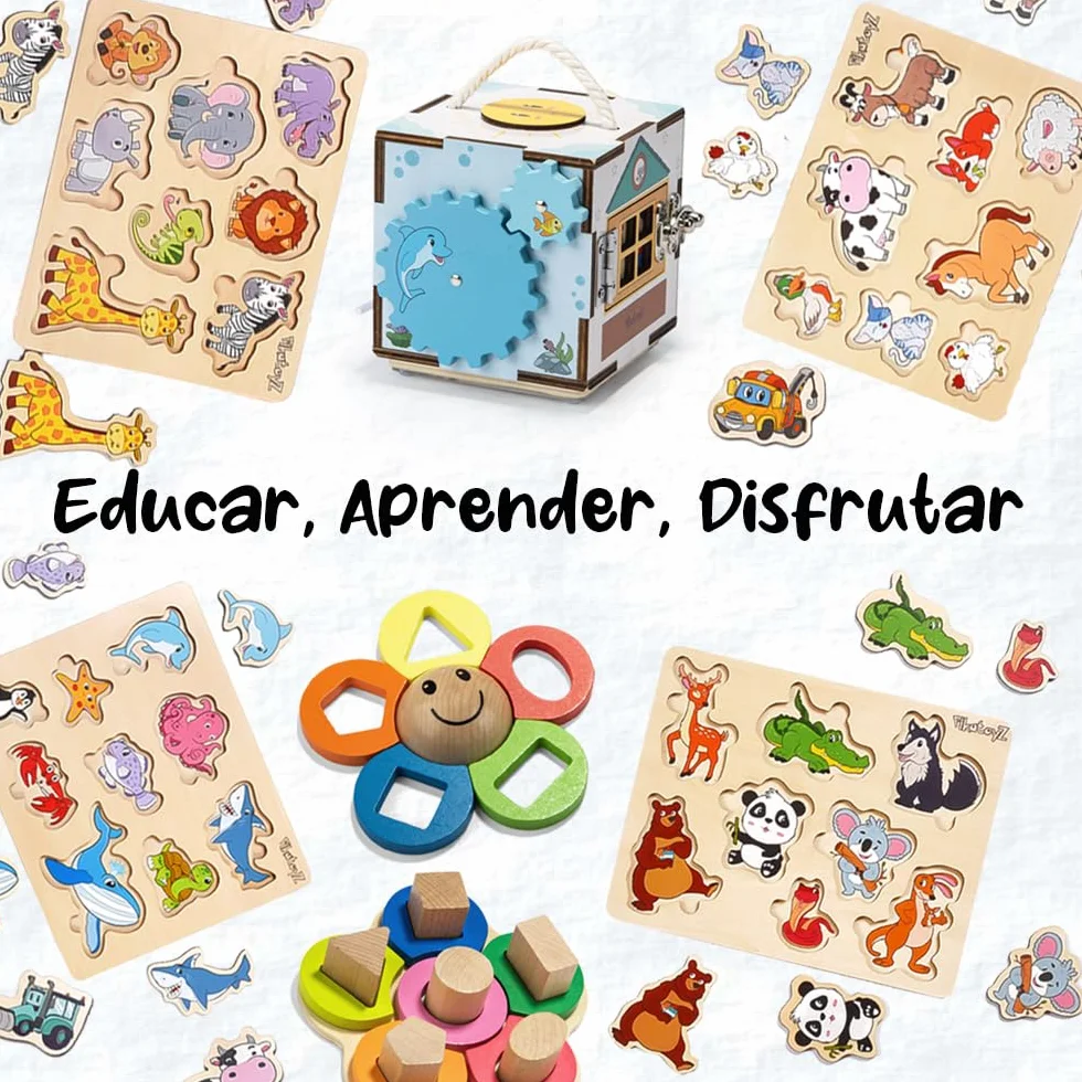 Montessori Zabawka od 1 Roku, 2 i 3 Lat – Puzzle z Drewna z Pojazdami Pomocniczymi – Puzzle dla Dzieci i Gra Łączeniowa dla Małych Dzieci