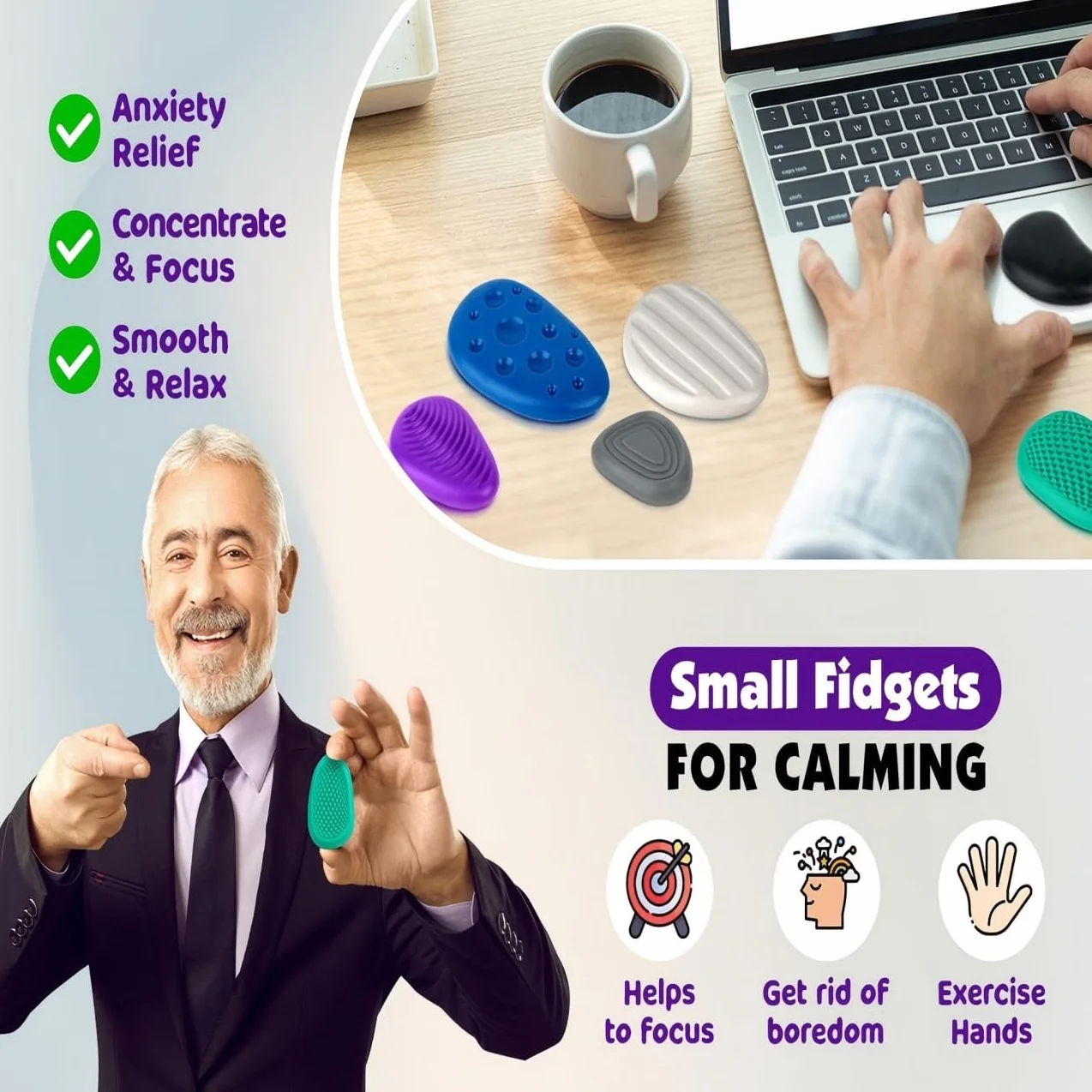 Fidget Toys zestaw 12 sztuk, zabawki sensoryczne, antystresowe, dla dzieci i dorosłych, redukujące stres, stany lękowe, ADHD i autyzm