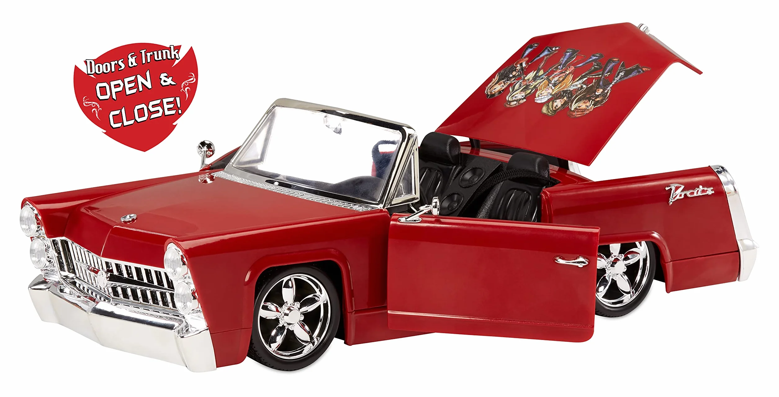 Bratz Rock Angelz 20 Yearz Edycja Specjalna Cruiser - Kolekcjonerski samochód cabrio z drzwiami, bagażnikiem, światłami, pasami bezpieczeństwa i kierownicą - dla 2 modnych lalek - Dla dzieci od lat 7+, 577829EUC