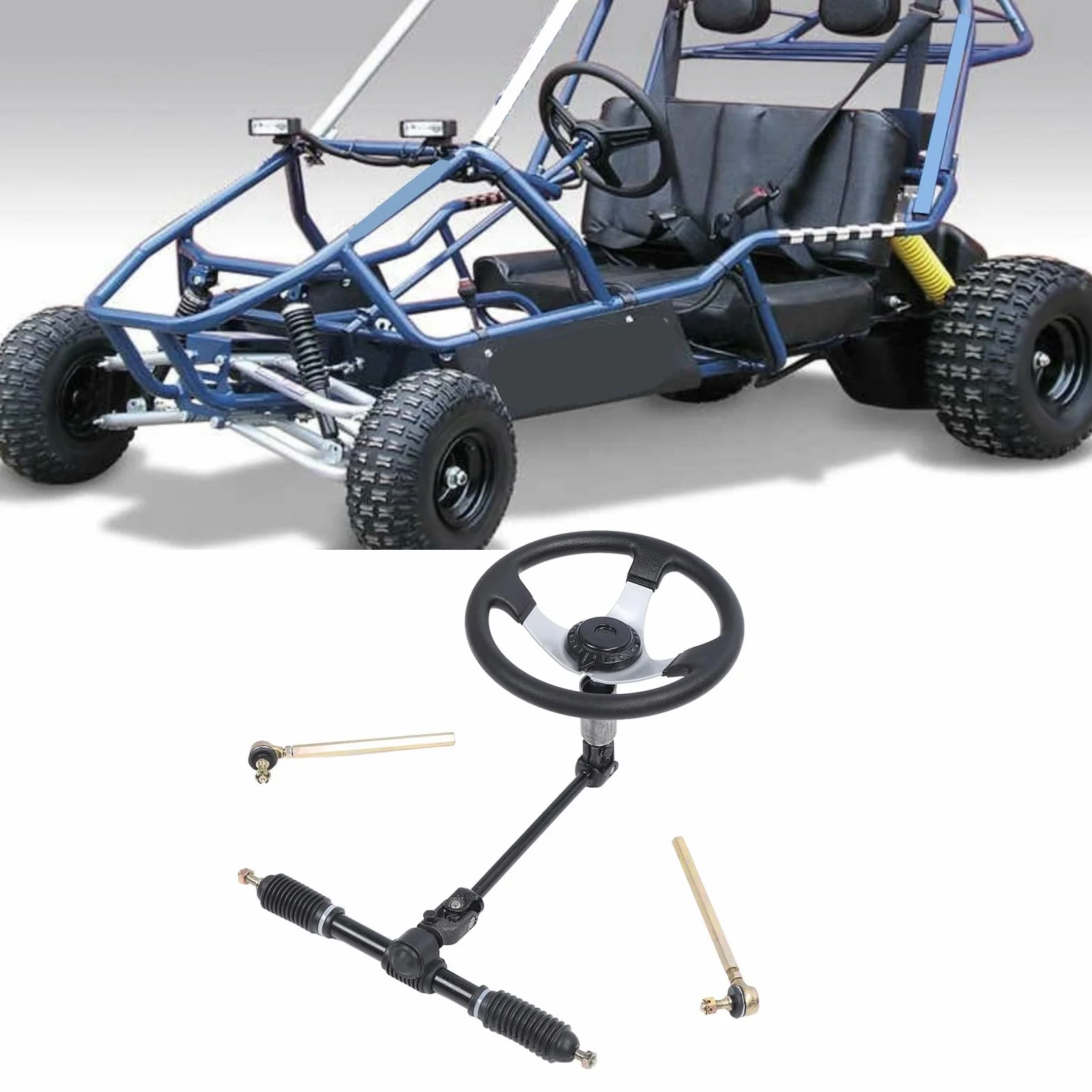Zestaw kierownicy 300 mm ze stali Dobra regulacja dla wózka gokartowego UTV 110 125 140 150