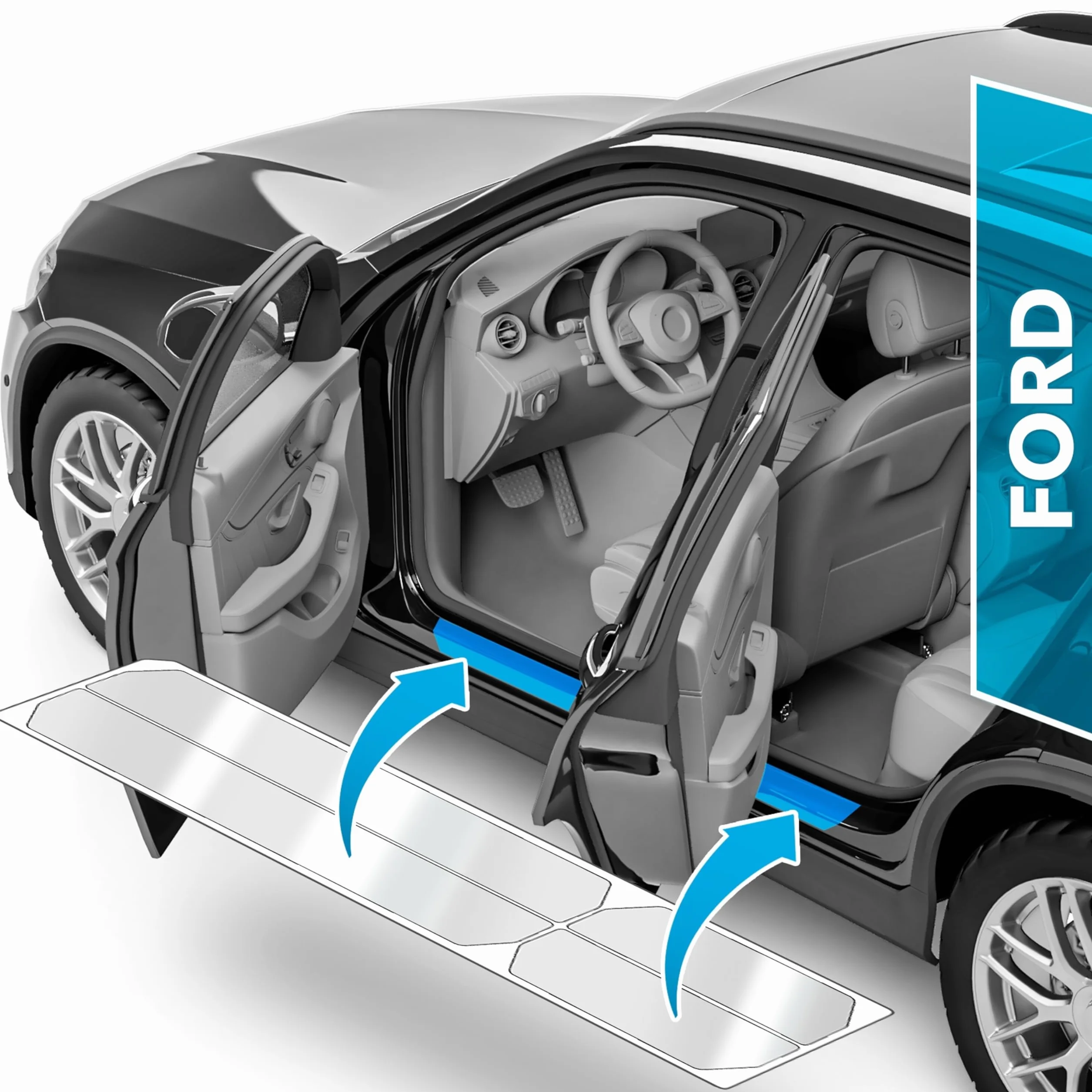 uProtect folia ochronna progów kompatybilny z Ford Kuga 3 (III) ST-Line & VignaleActive, Trend, Titanium, Cool&Connect I 2019-2026 - listwy ozdobne, folia ochronna na lakier - przezroczysty