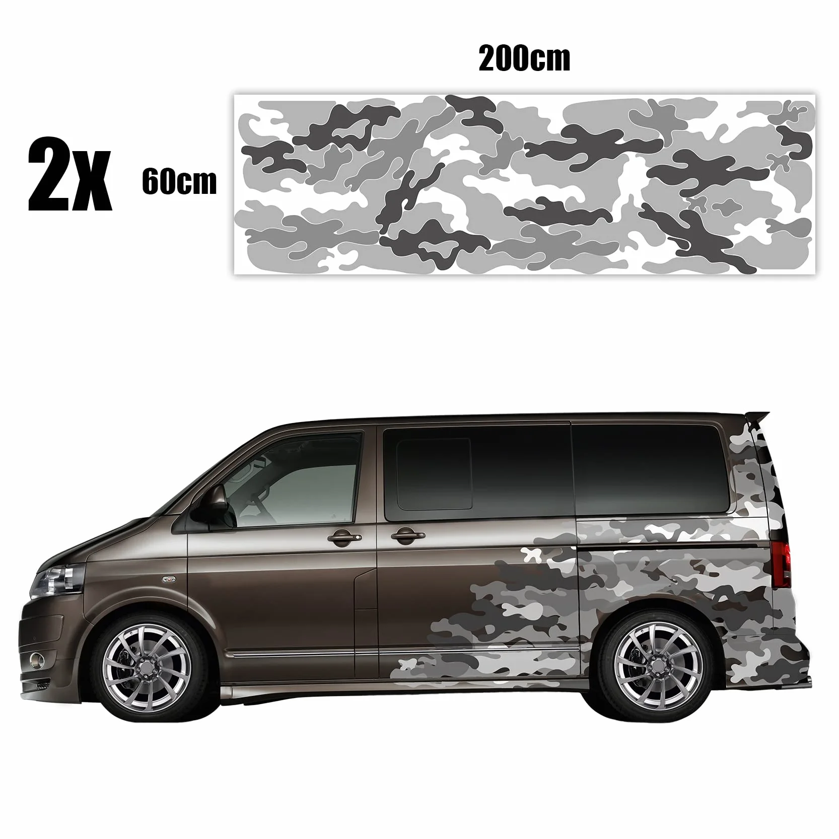 Finest Folia Auto Camouflage Matowe Naklejki do Tuningu Zestaw Naklejek Bocznych, Zestaw dwuczęściowy, samoprzylepne, wodoodporne, Akcesoria RX048 (05 Szary)