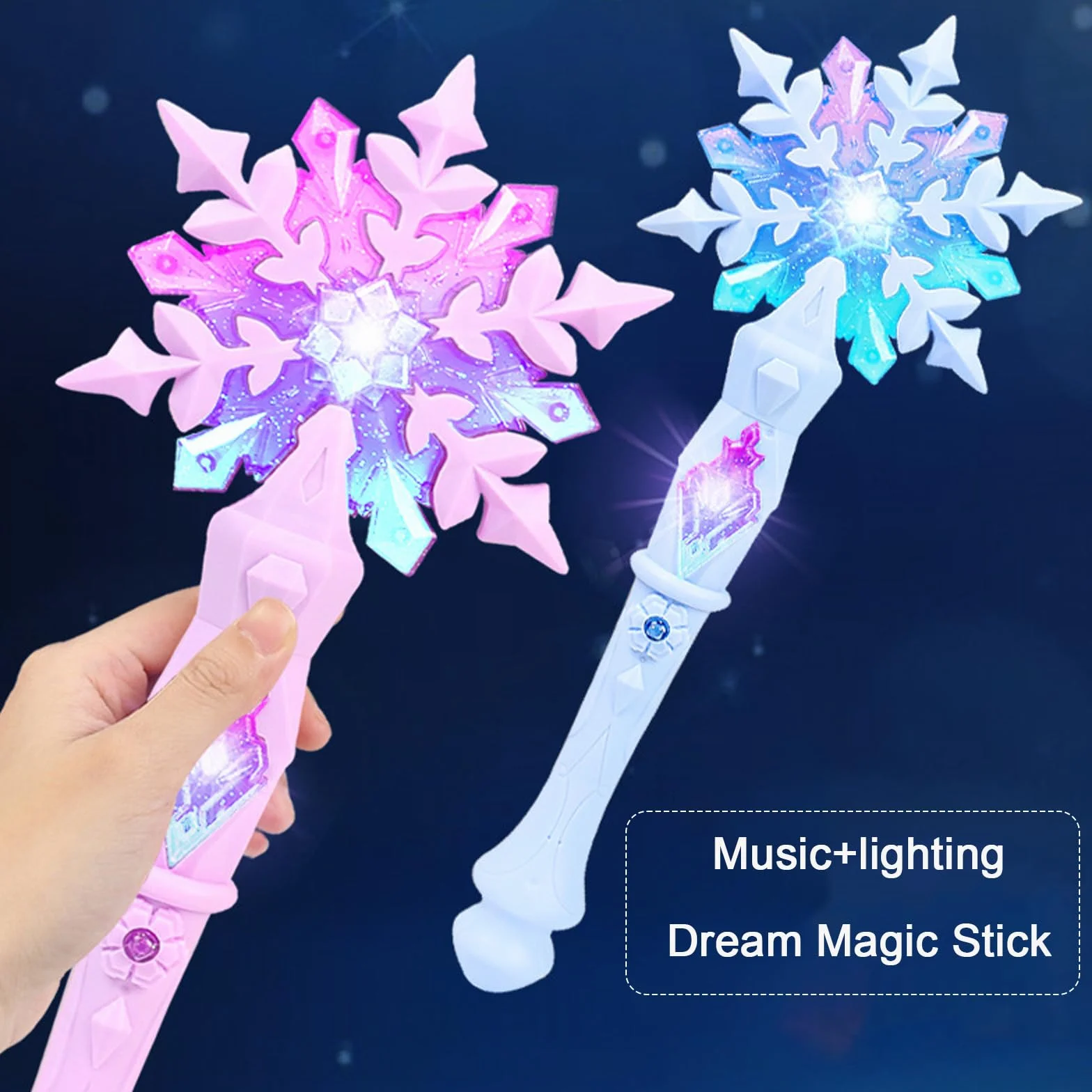 2 sztuki magicznej różdżki dla dziewczyn, magiczna różdżka księżniczka z muzyką i światłami, odpowiednie prezenty urodzinowe, świąteczne i halloweenowe akcesoria