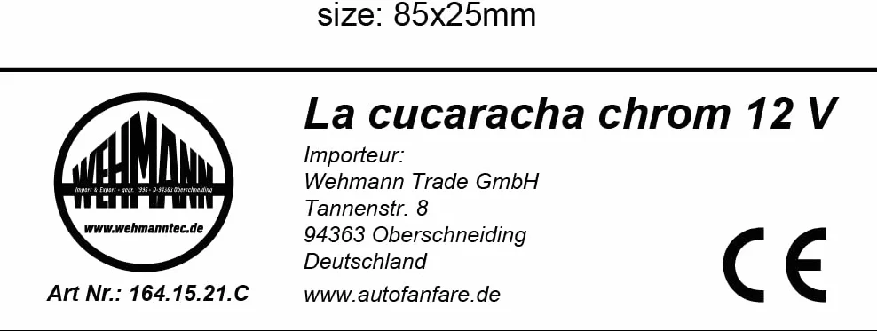 Fanfara La cucaracha chrom 12 V melodyjna