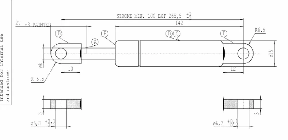 Stabilus siłownik gazowy LIFT-O-MAT® amortyzator hydrauliczny z 350 Newton, m.in. dla klap meblowych, przyczep kempingowych i projektów DIY – długość: 265,50 cm, skok: 100,0 cm, wykonanie metalowe