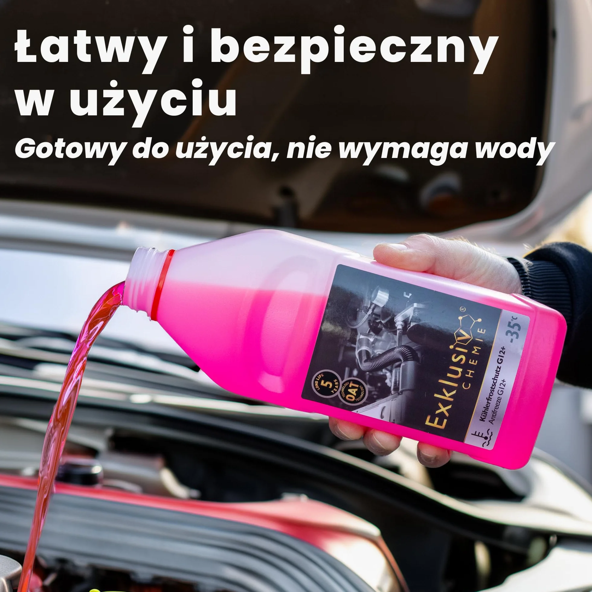 Exklusiv Chemie® G12+ płyn zapobiegający zamarzaniu chłodnicy | G12+ Płyn do chłodnic samochodowych | Gotowy do użycia | 1000ml
