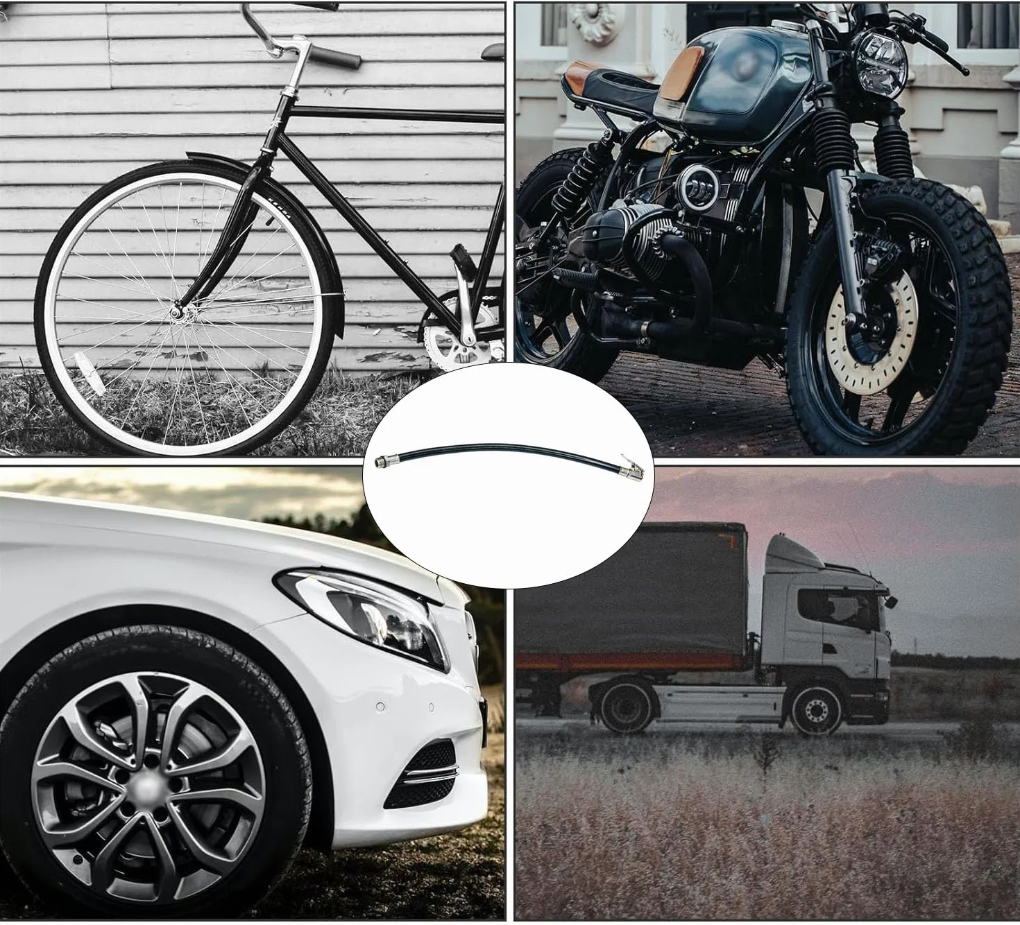 Pompka do opon gwint 13 mm wąż do rowerów motocykli samochodów