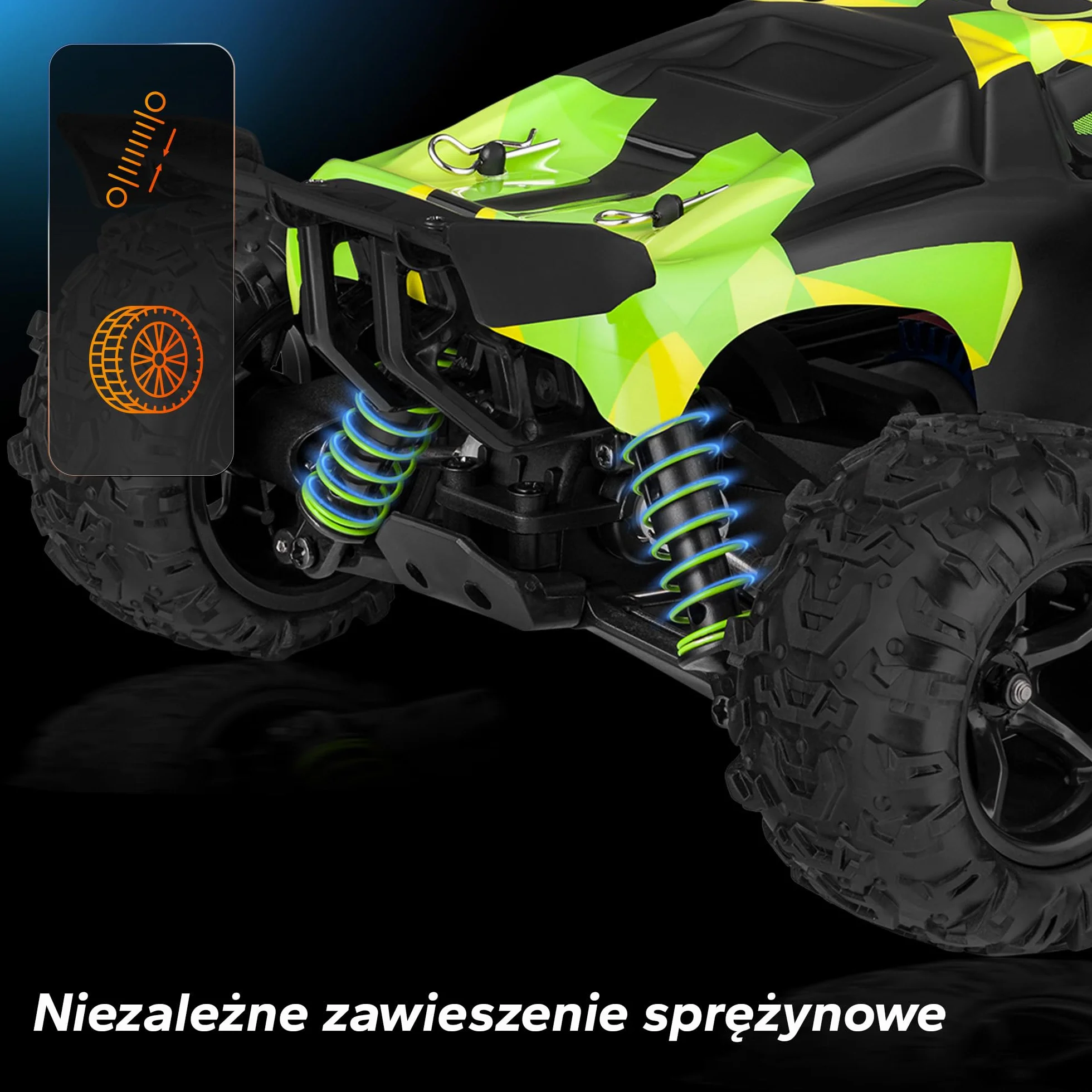 Overmax X-Monster Truck Zdalnie Sterowany Samochód RC 30 km/h 1:18, Zasięg do 100 m, Napęd 4x4, Amortyzatory Pilot, Jazda bez Ładowania 40 min, 2 Baterie 850 mAh dla Dzieci 14 +