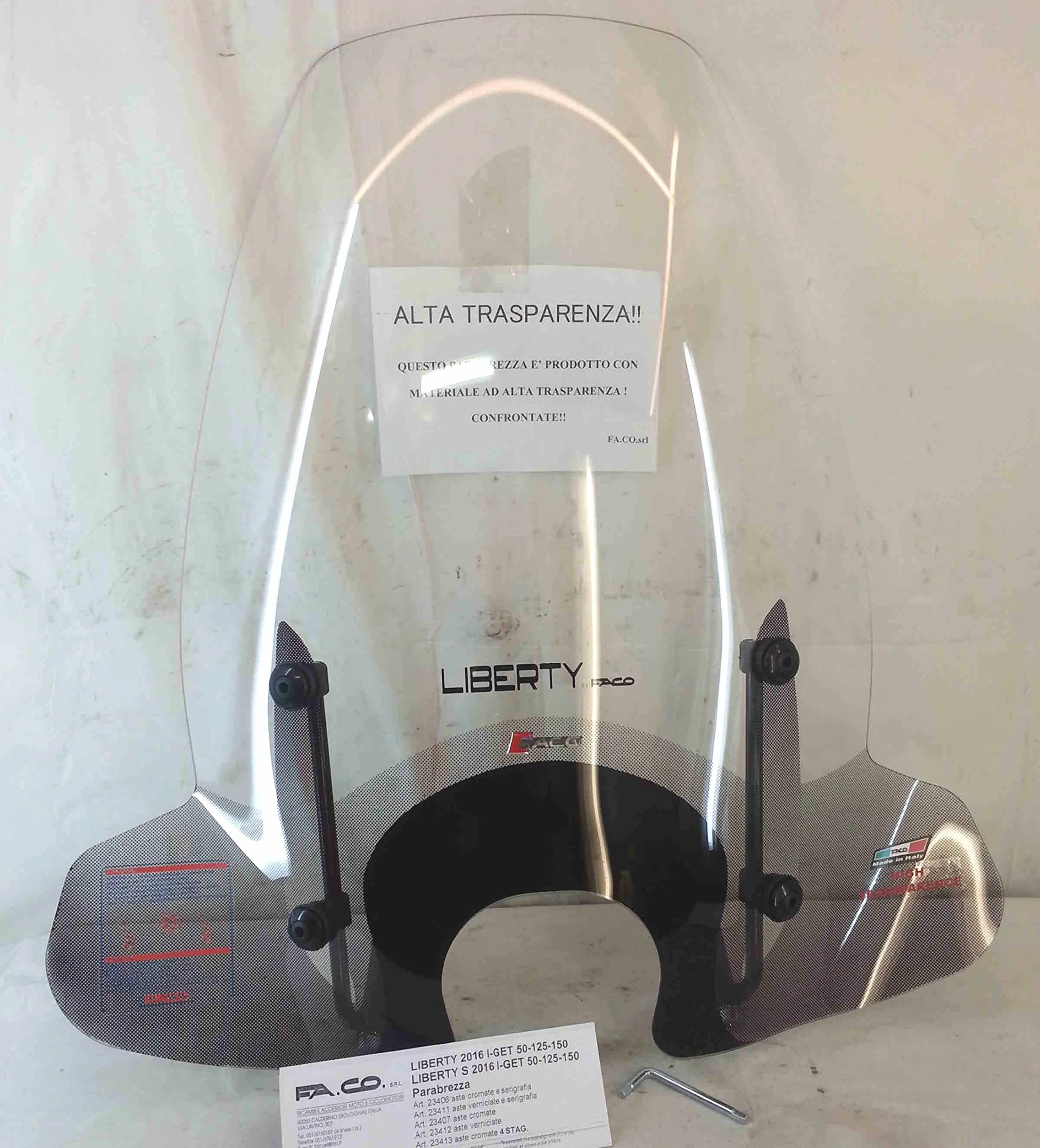 FACO Parabrezza Paravento Piaggio Liberty 50 125 250 z Attacchi 23411