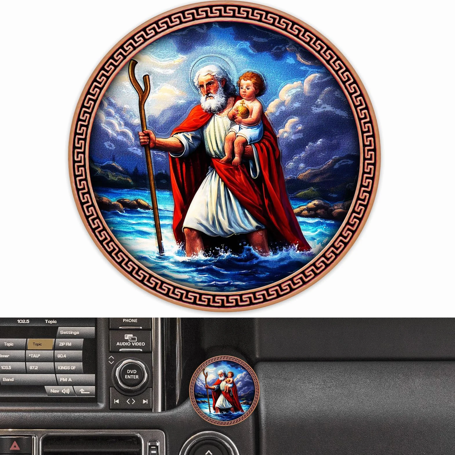 Plakietki Świętego Krzysztofa do samochodu Ø 4cm Medalion z magnesem 3 dwustronne naklejki