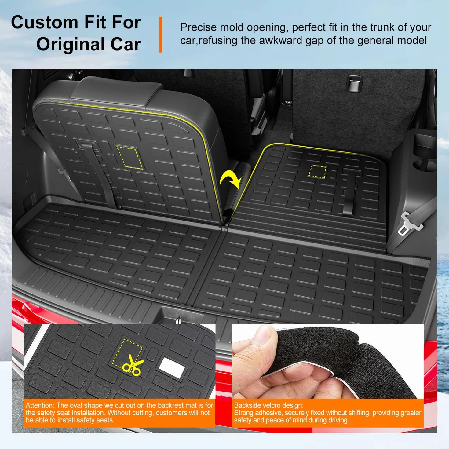 powoq Mata bagażnikowa kompatybilna z 2021-2024 KIA Sorento/Hybrid/PHEV Cargo Liner z matami oparcia, zamiennik do KIA Sorento 2021, 2022, 2023, 2024, akcesoria, (maty do ruków z matą do oparcia)