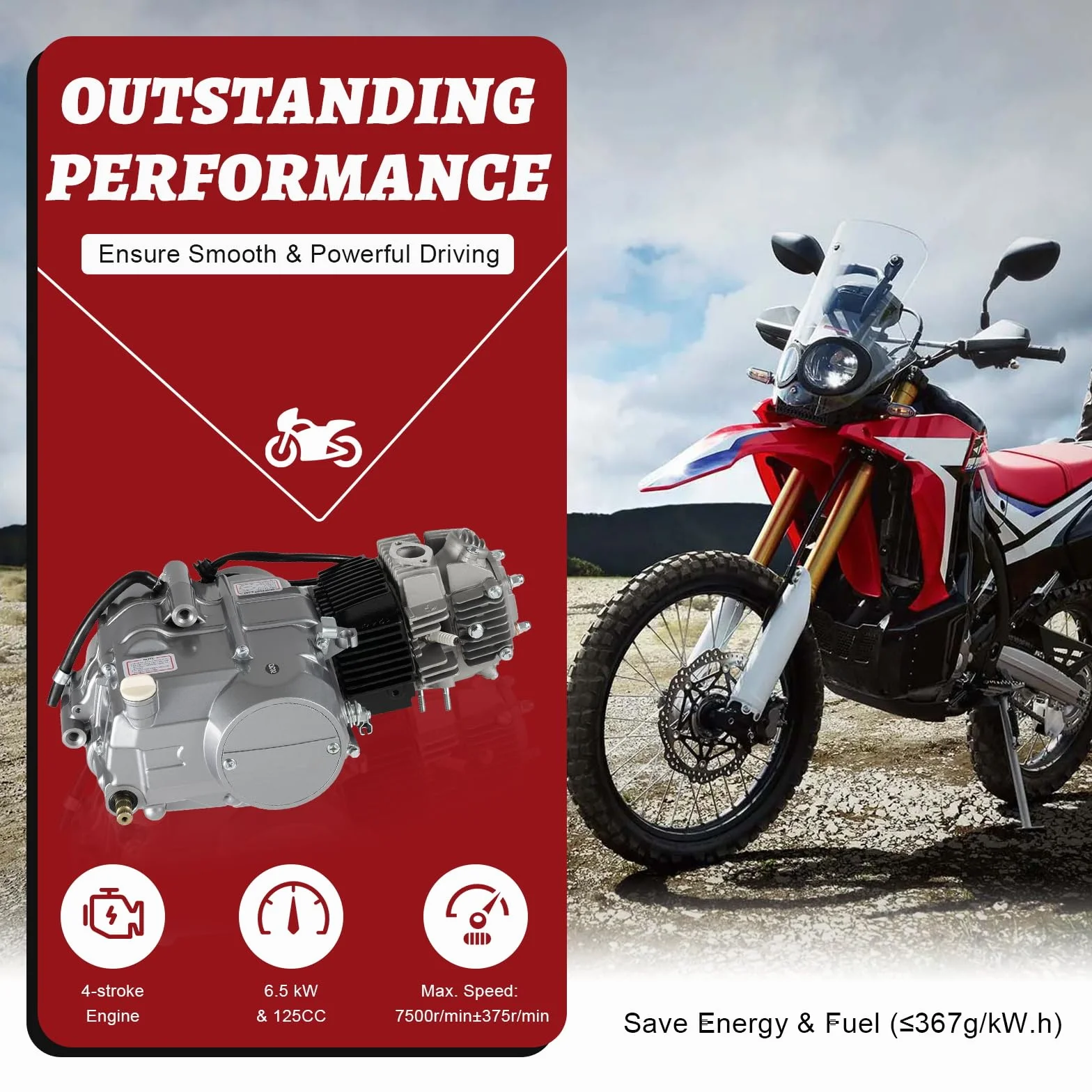 Silnik motocyklowy 125 cm³ 4-suwowy chłodzony powietrzem jednocylindrowy do Dirt Bike CRF50 XR50 CRF70 XR70 Z50