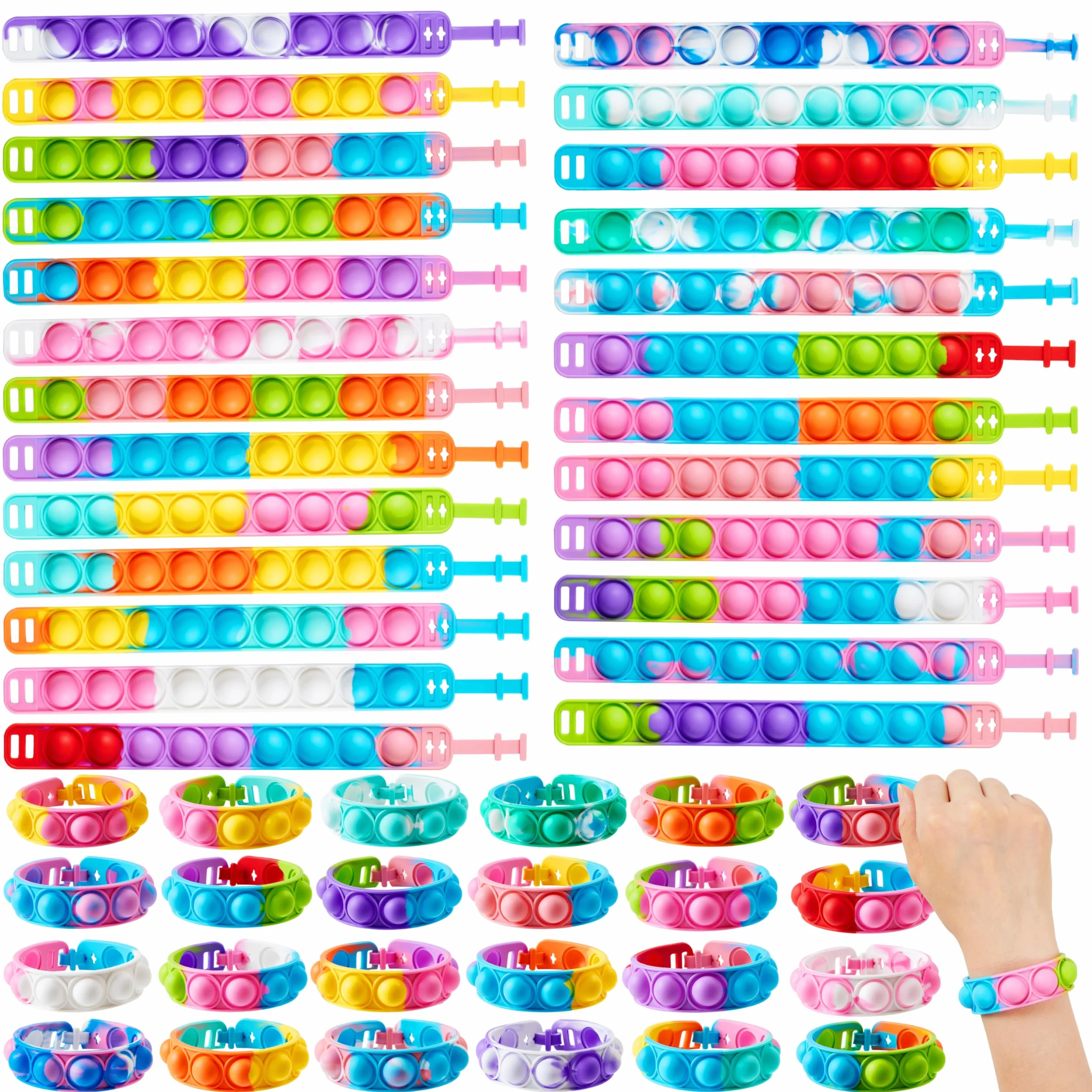JOYIN Fidget Bransoletki, 25 szt., upominki dla dzieci 4-12 lat, zabawki sensoryczne, urodziny, nagrody karnawałowe, wypełniacze do toreb