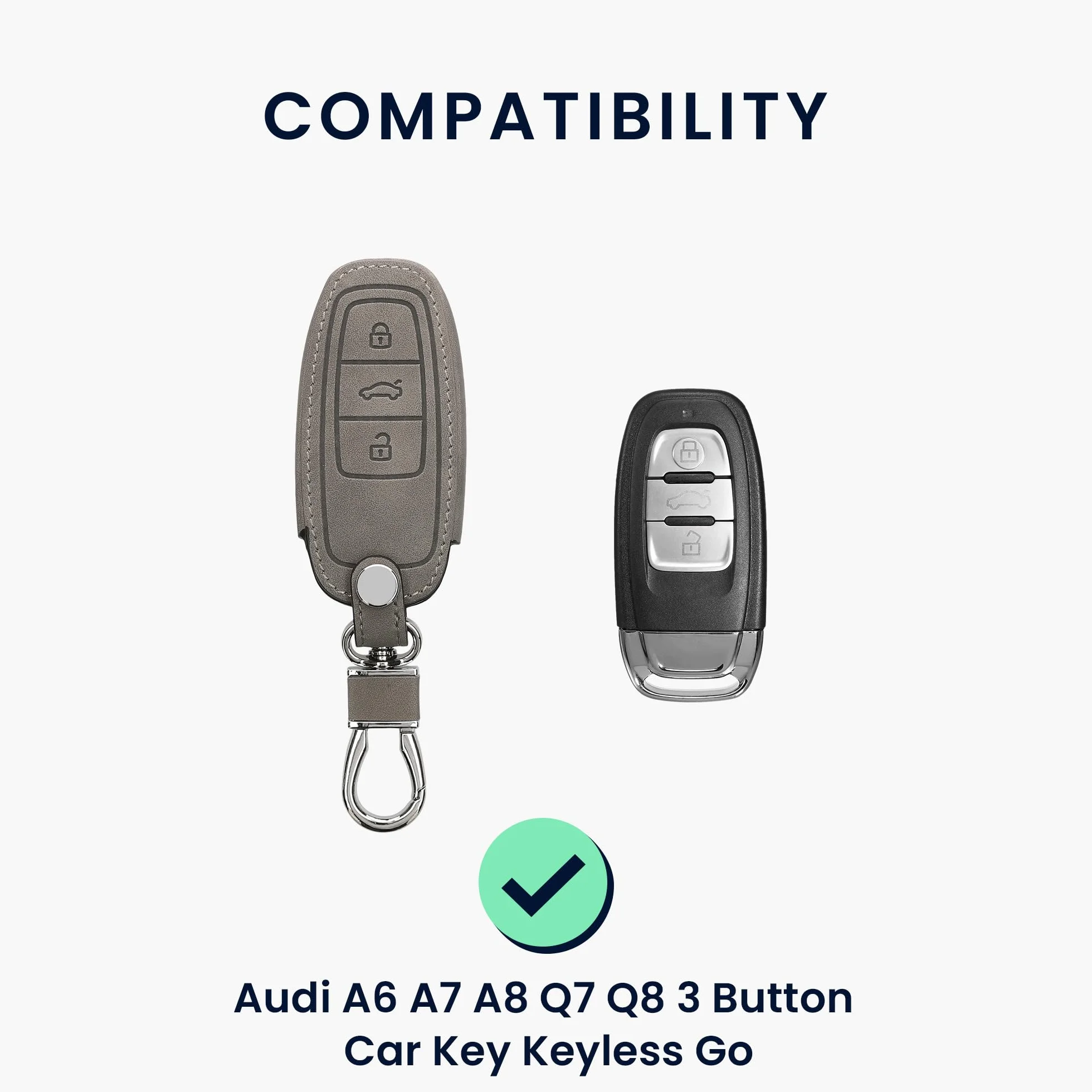 kwmobile etui na kluczyki samochodowe kompatybilne z Audi A6 A7 A8 Q7 Q8 3-przyciskowy kluczyk samochodowy Keyless - pokrowiec ochronny ze sztucznej skóry - Don't Touch My Key - szary