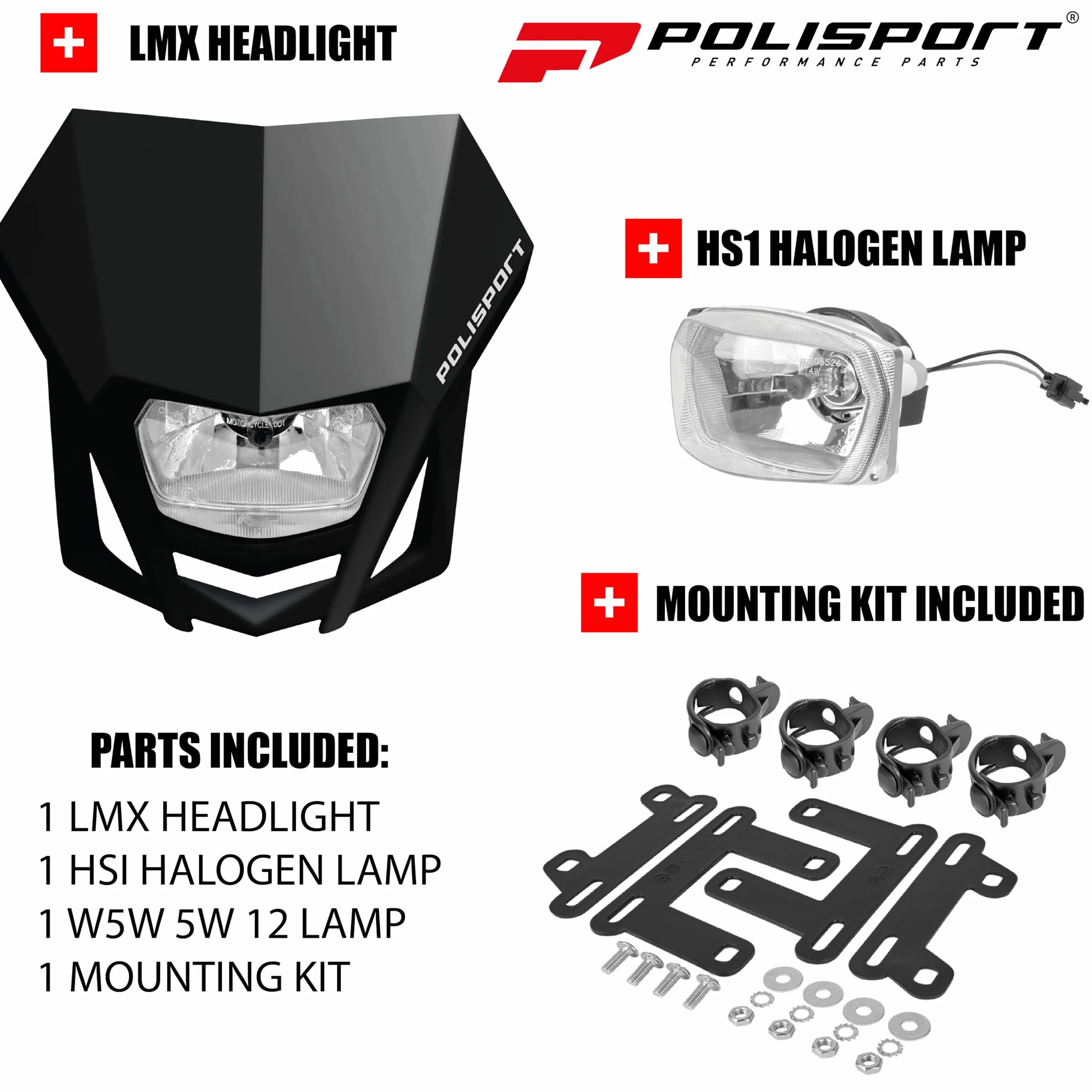 Polisport 8657600002 Reflektor LMX polipropylen lampa halogenowa czarny