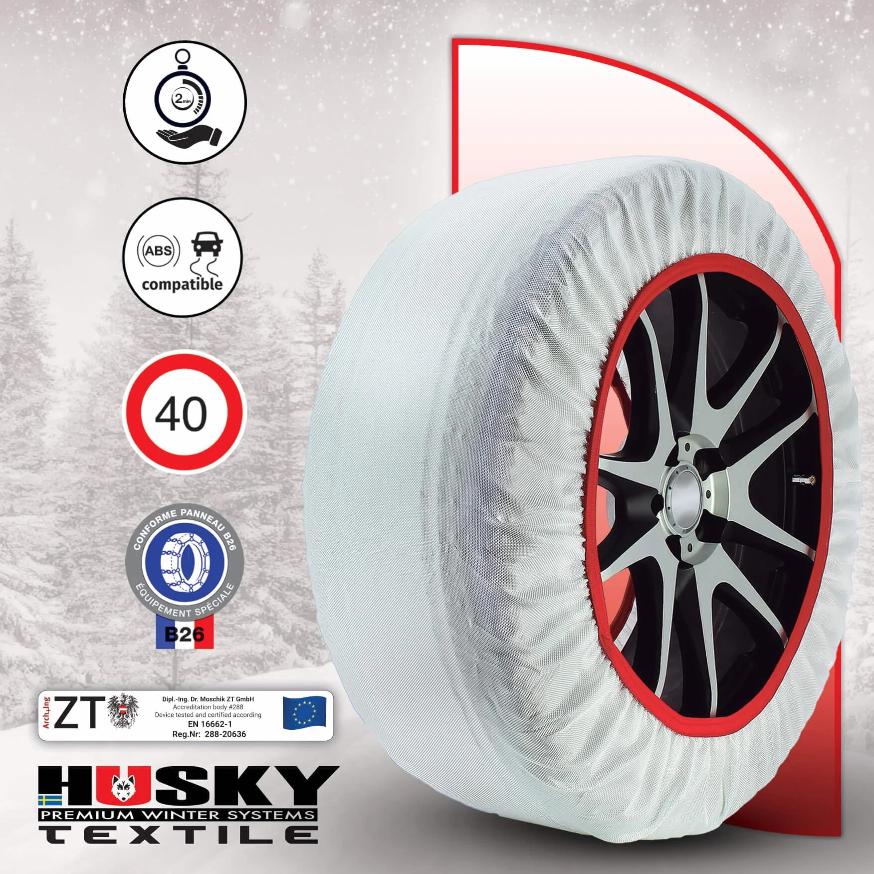 Husky HUSTX04 łańcuchy śniegowe, białe, XL