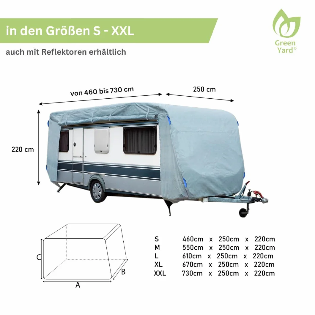 GreenYard® Pokrowiec na przyczepę kempingową Rozmiar S 460x250x220 cm Wodoodporny oddychający