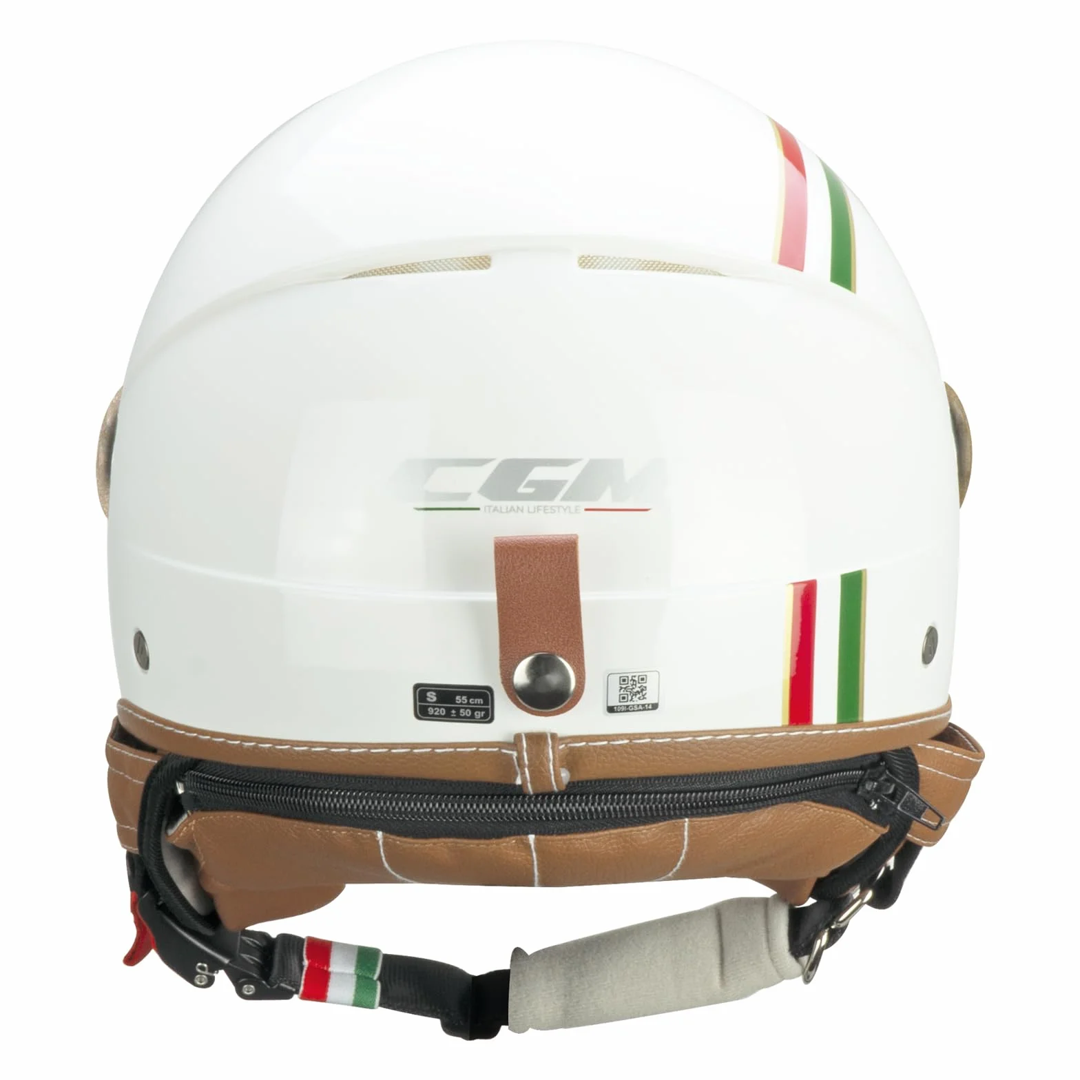 CGM Kask otwarty, 191I PIX IT zielony biały długi czerwony, M (56 cm)